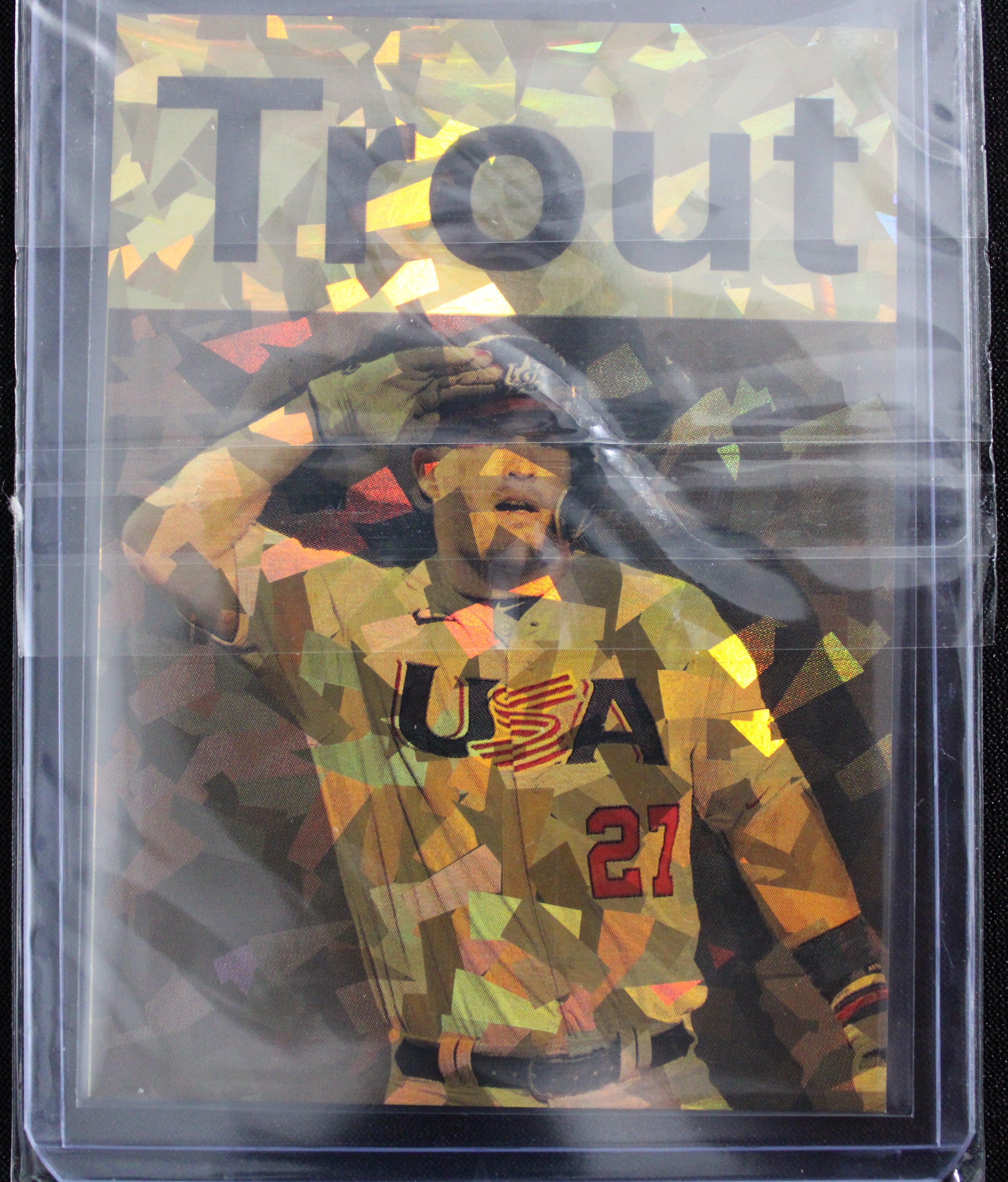 Mike Trout Artist Signed Team USA Refractor Art Card 1/3