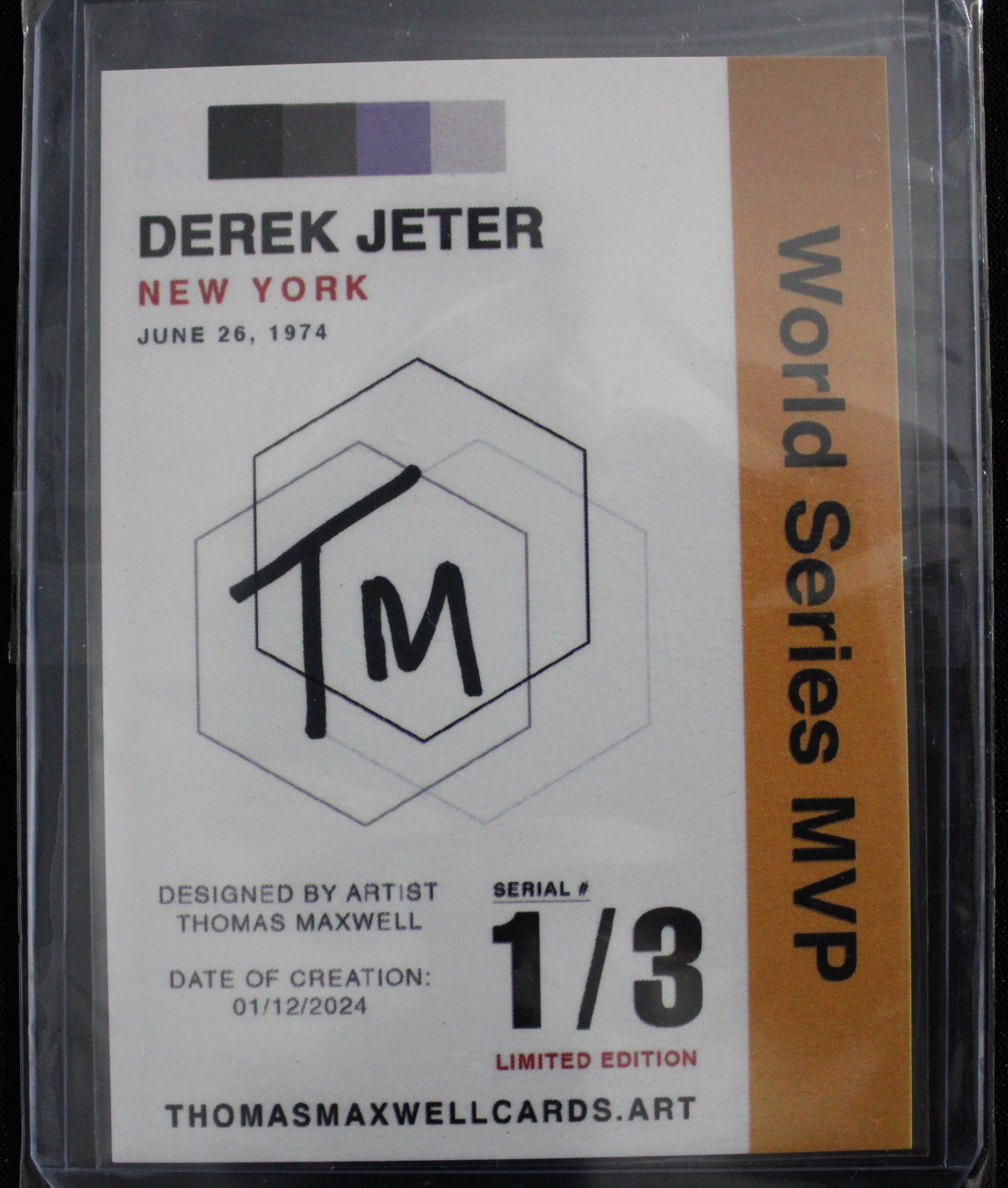 Derek Jeter Artist Signed New York Yankees Refractor Art Card 1/3