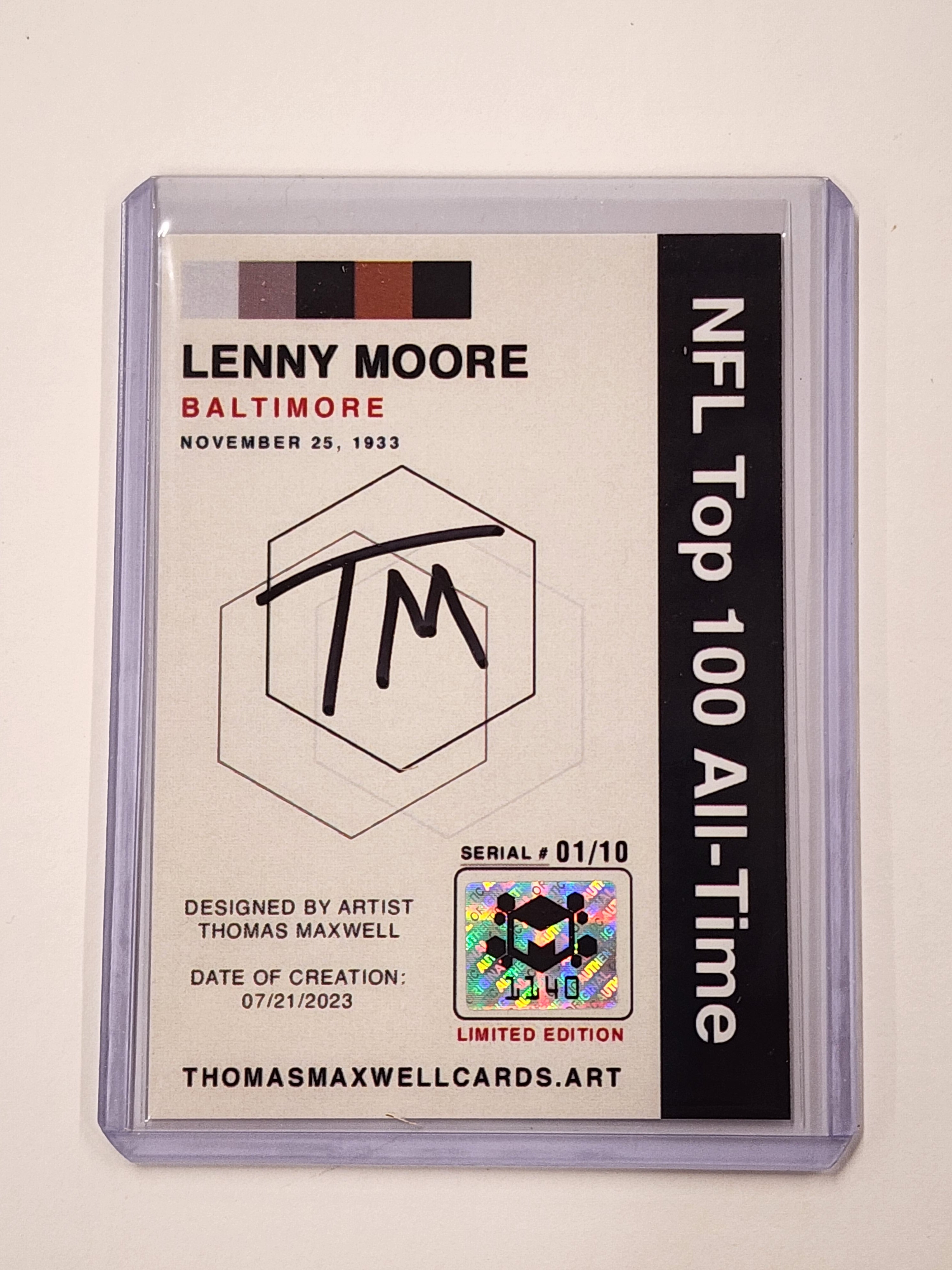 Lenny Moore Artist Signed Football Art Card 1/10