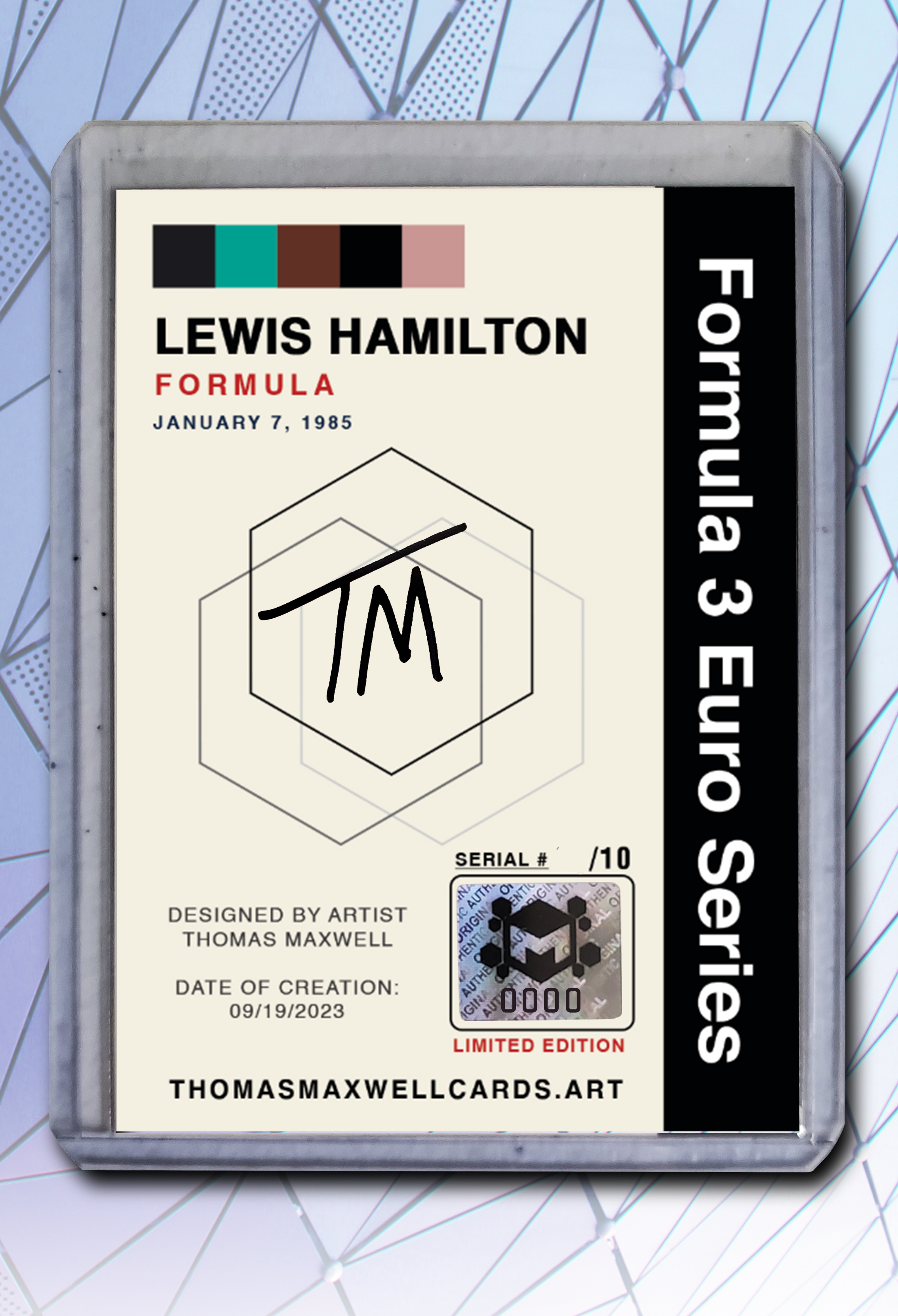 Lewis Hamilton Artist Signed Auto Racing Art Card 1/10