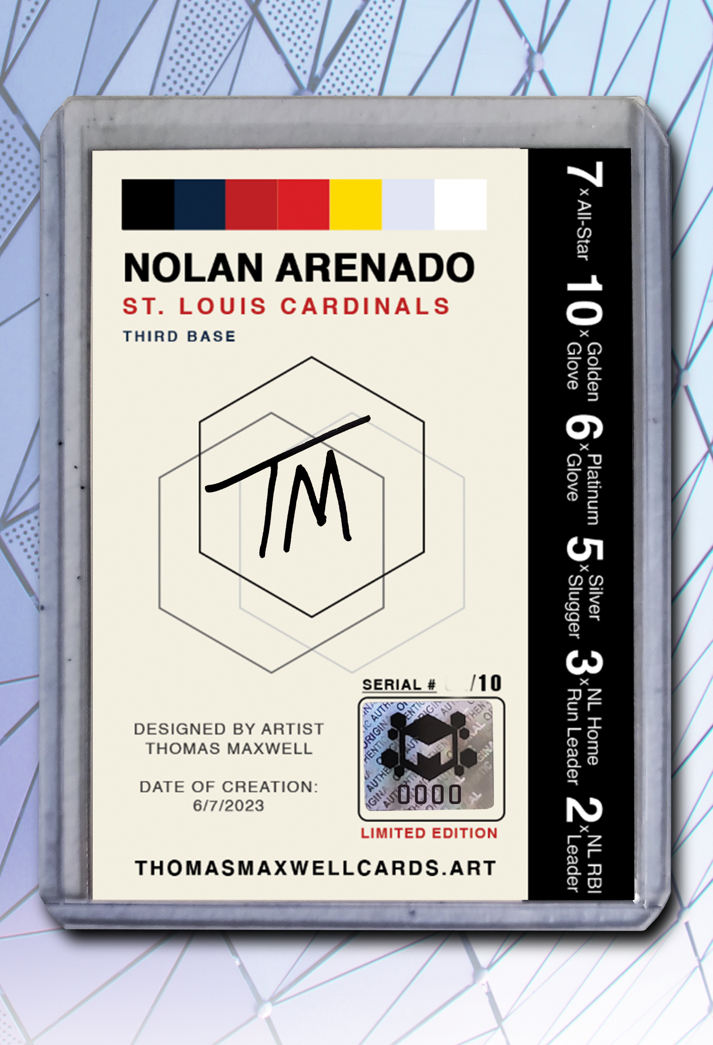 Nolan Arenado Artist Signed Baseball Art Card 1/10