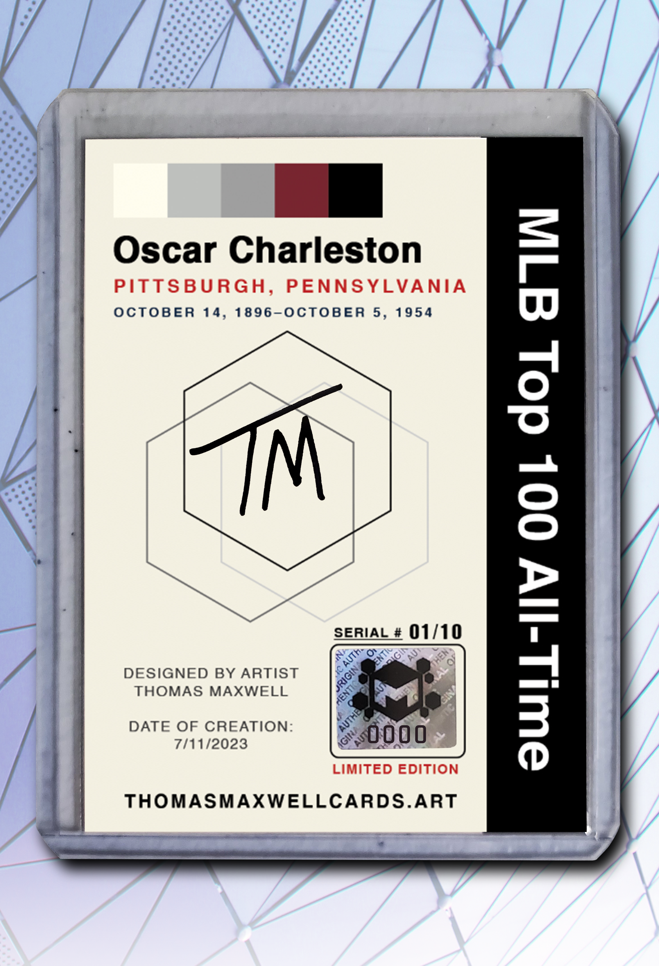 Oscar Charleston Signed Baseball Art Card 4/10