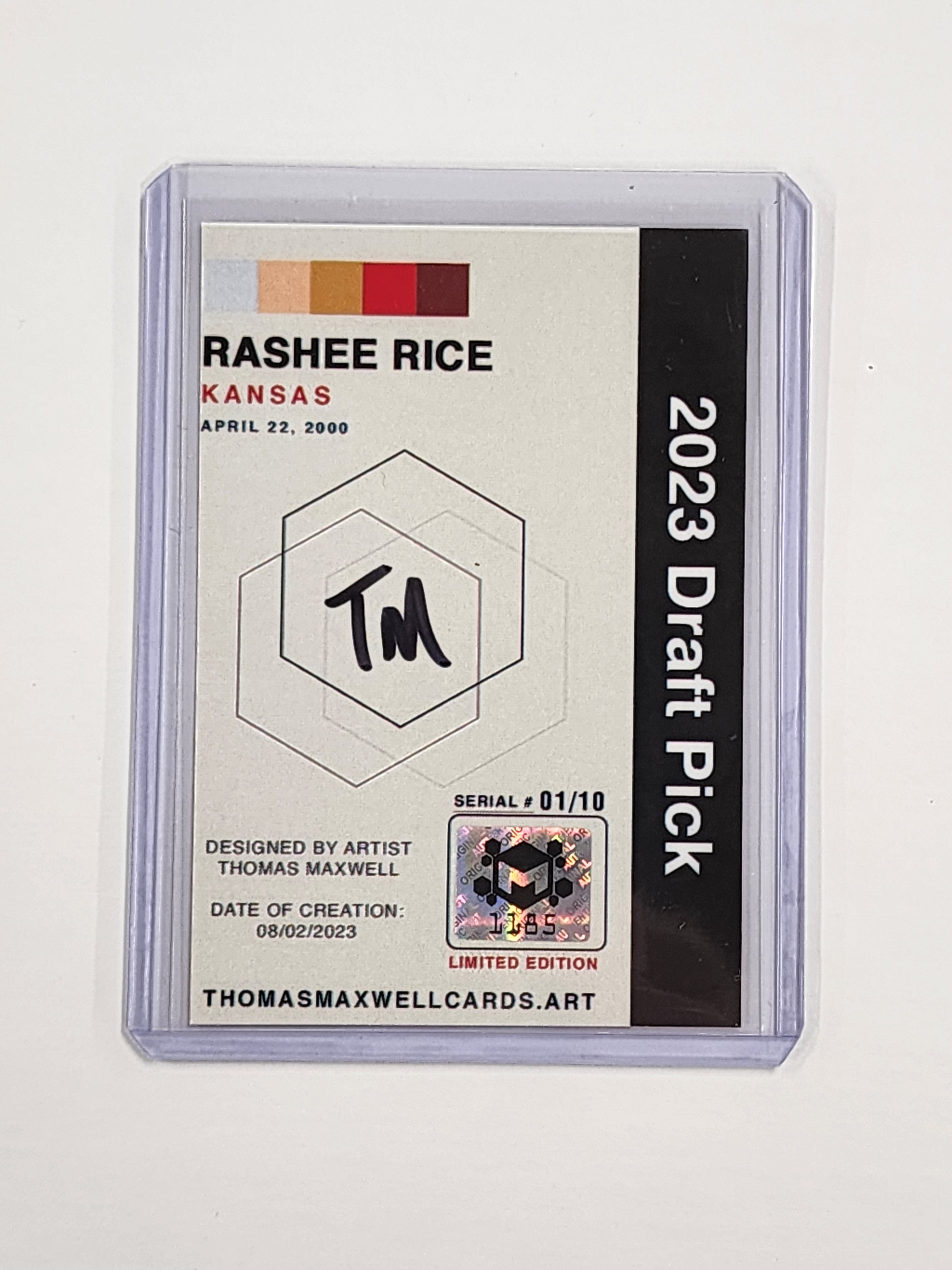 Rashee Rice Artist Signed Football Art Card 1/10