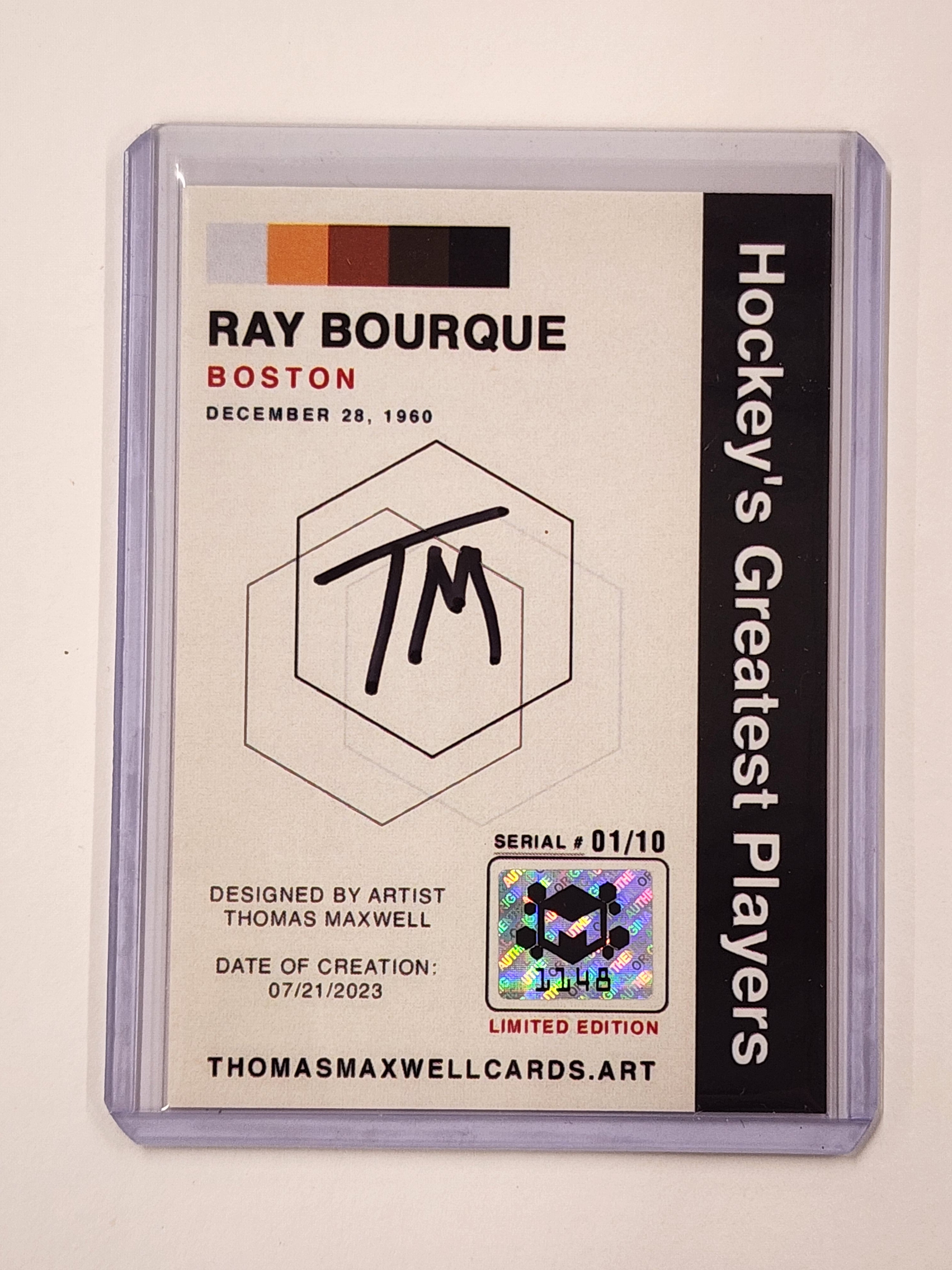 Ray Bourque Artist Signed Hockey Art Card 1/10