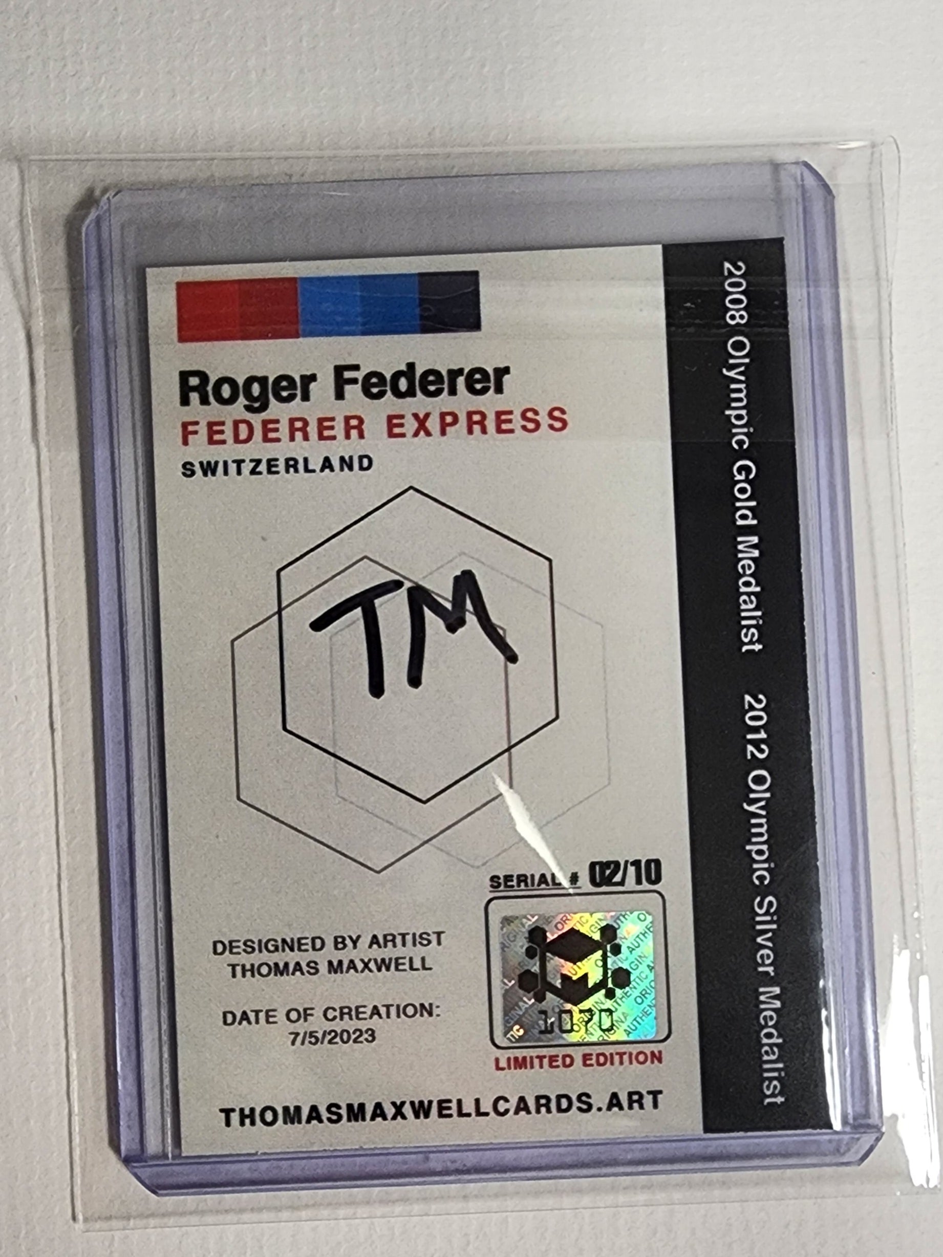 Roger Federer Artist Signed Tennis Art Card 2/10