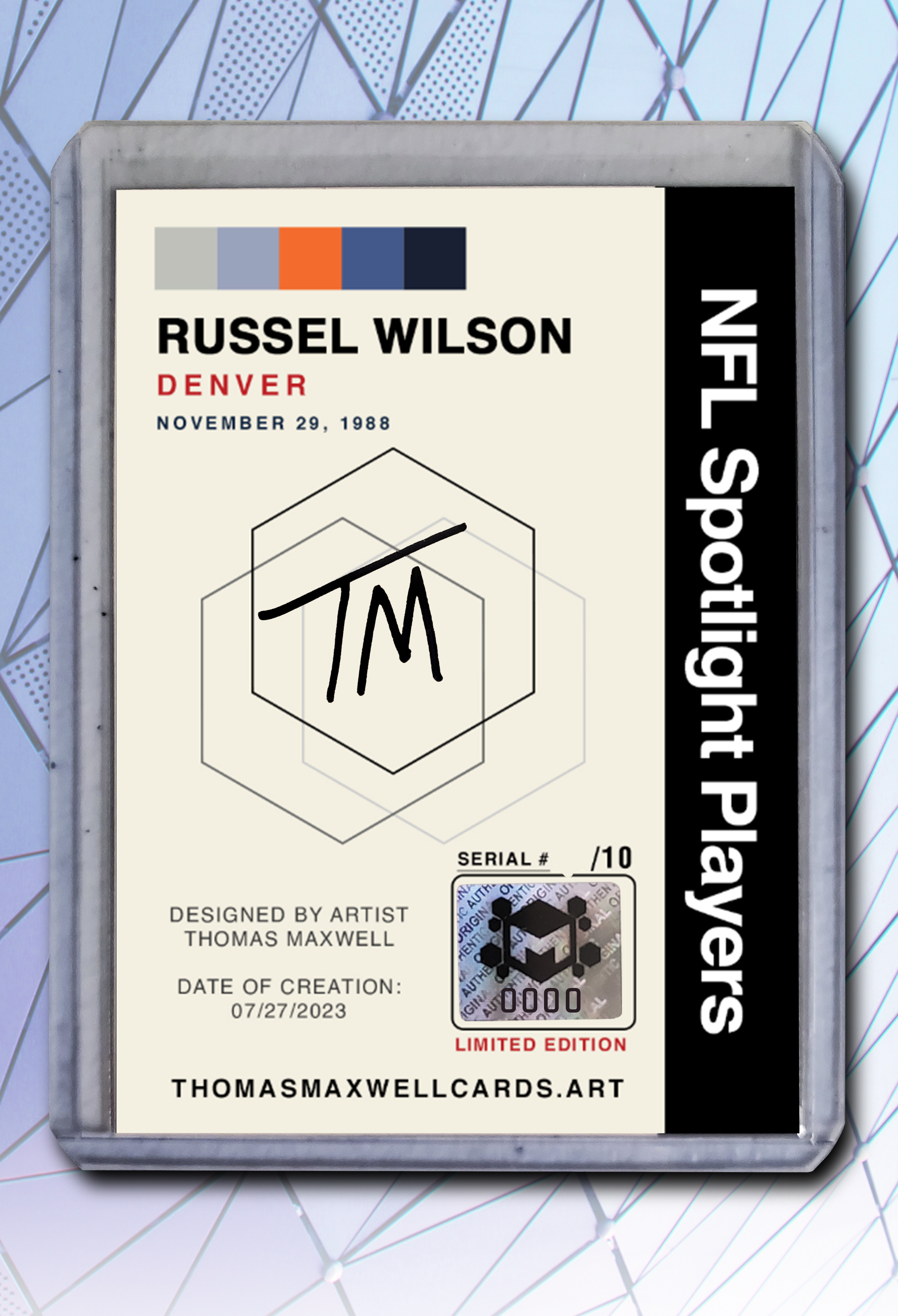 Russel Wilson Artist Signed Football Art Card 1/10