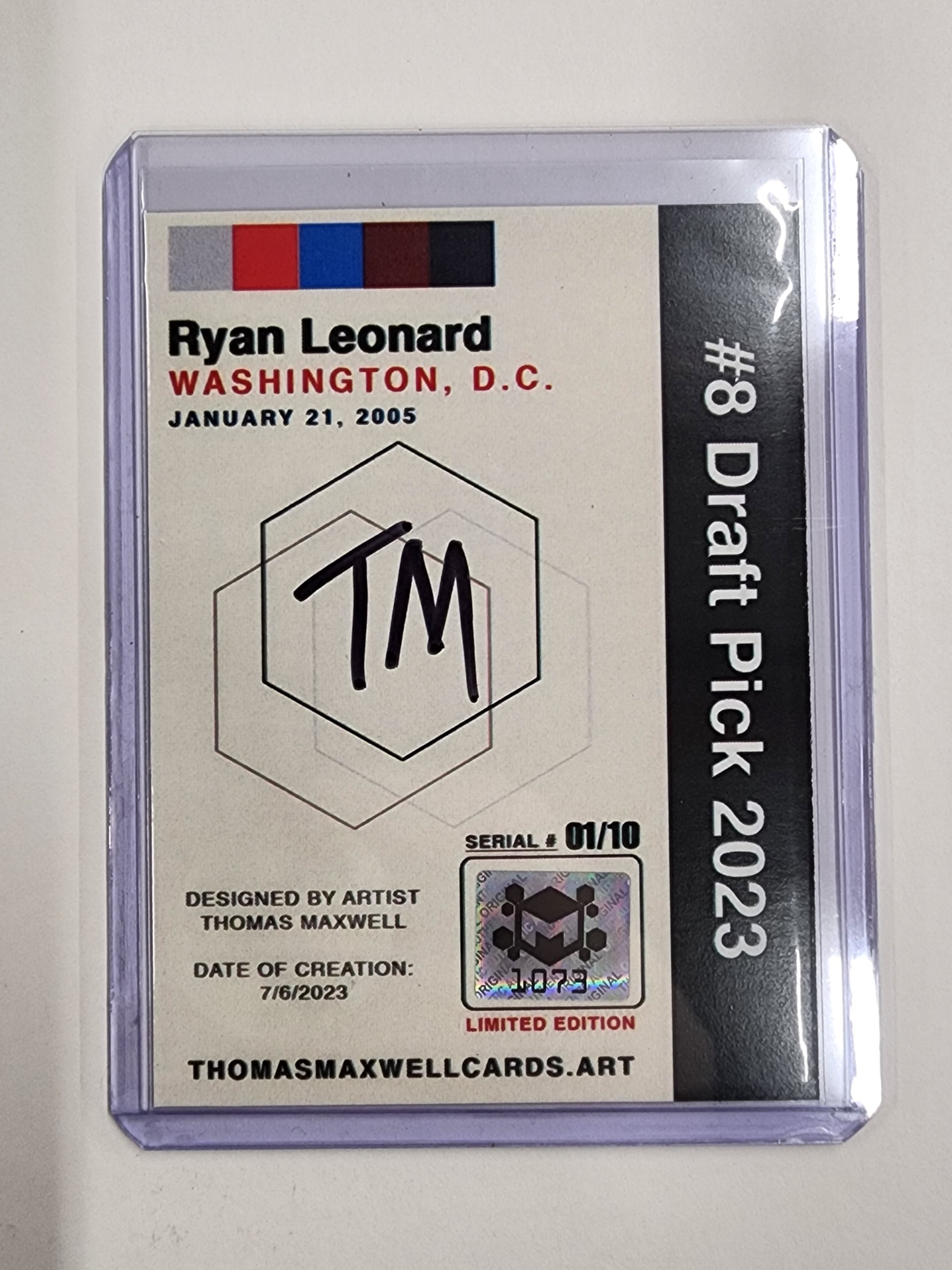 Ryan Leonard Artist Signed Hockey Art Card 1/10