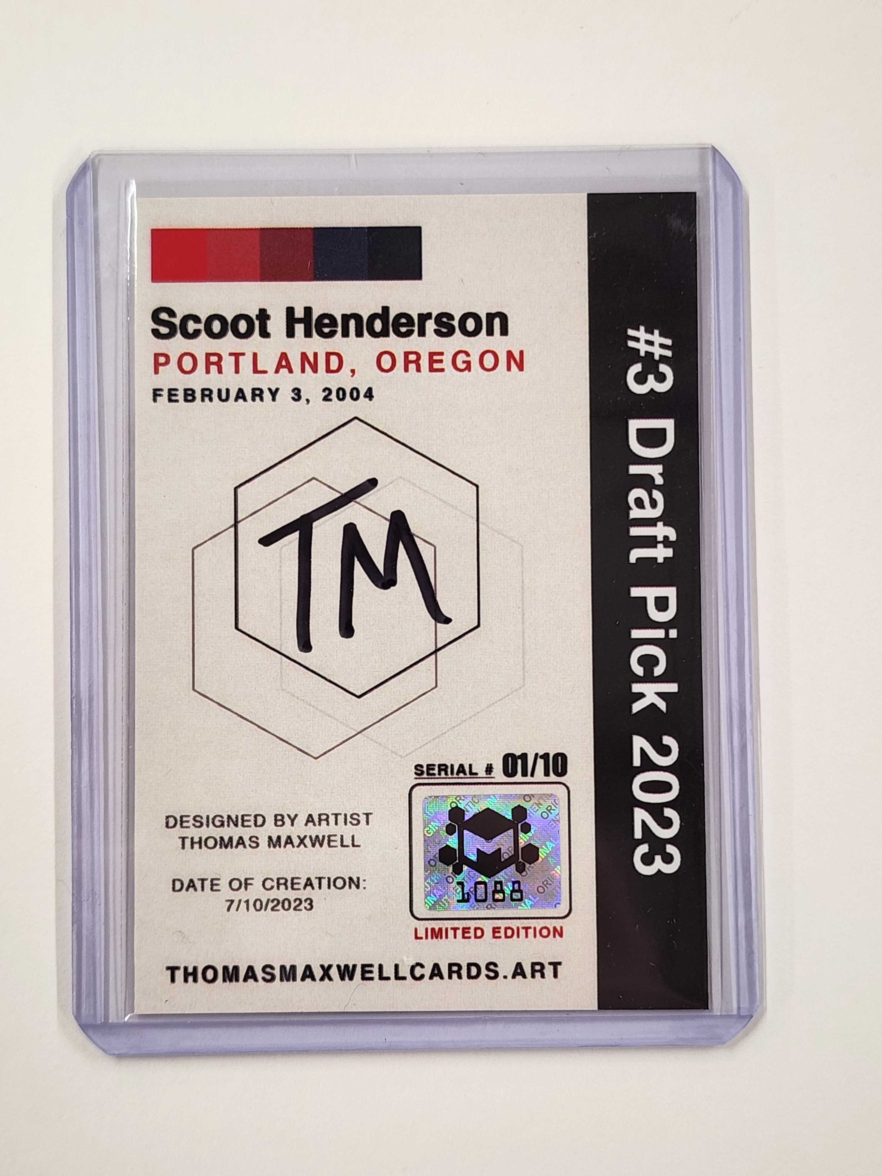 Scoot Henderson Artist Signed Basketball Art Card 1/10