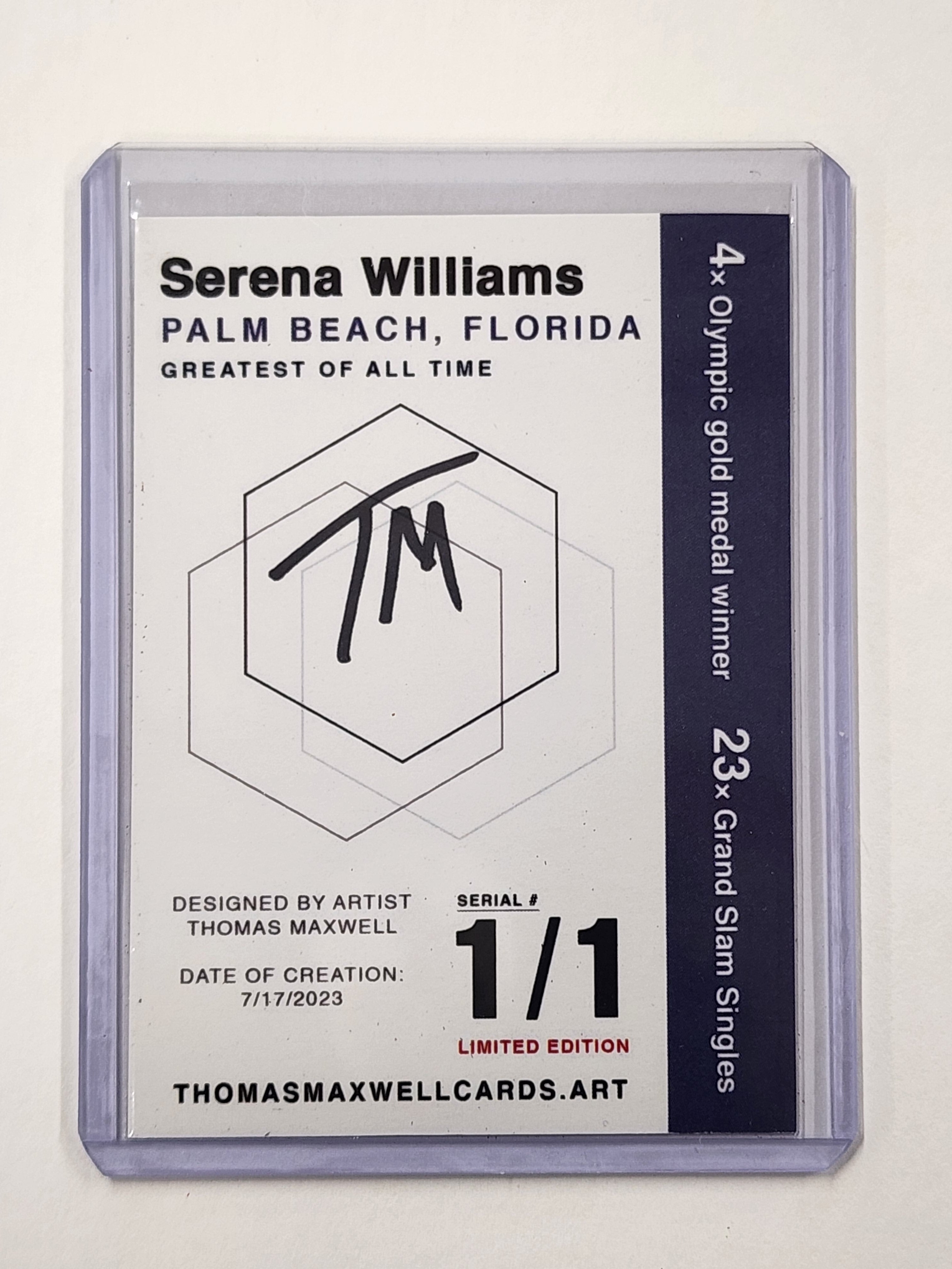 Serena Williams Artist Signed Tennis Refractor Art Card 1/1