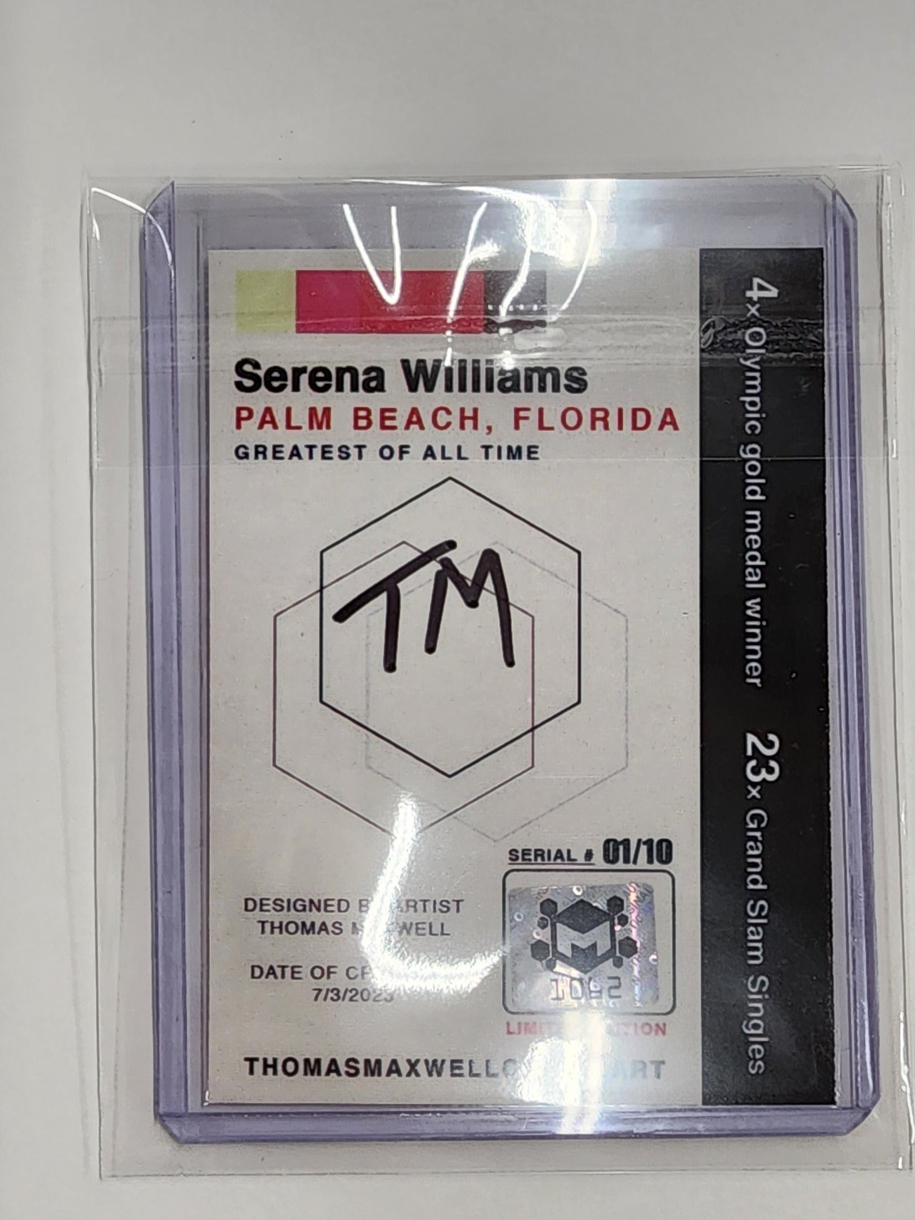 Serena Williams Artist Signed Tennis Art Card 1/10