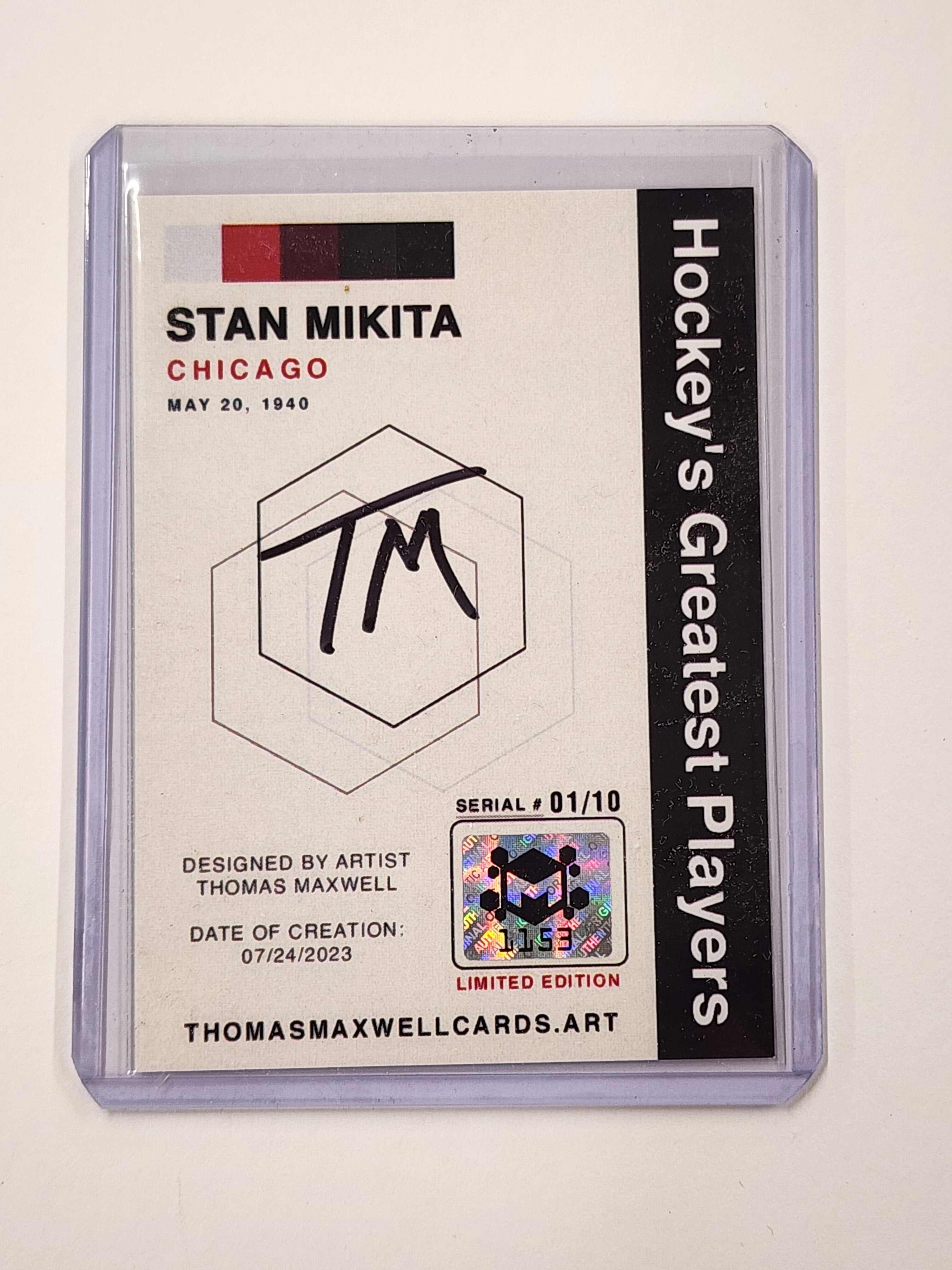 Stan Mikita Artist Signed Hockey Art Card 1/10