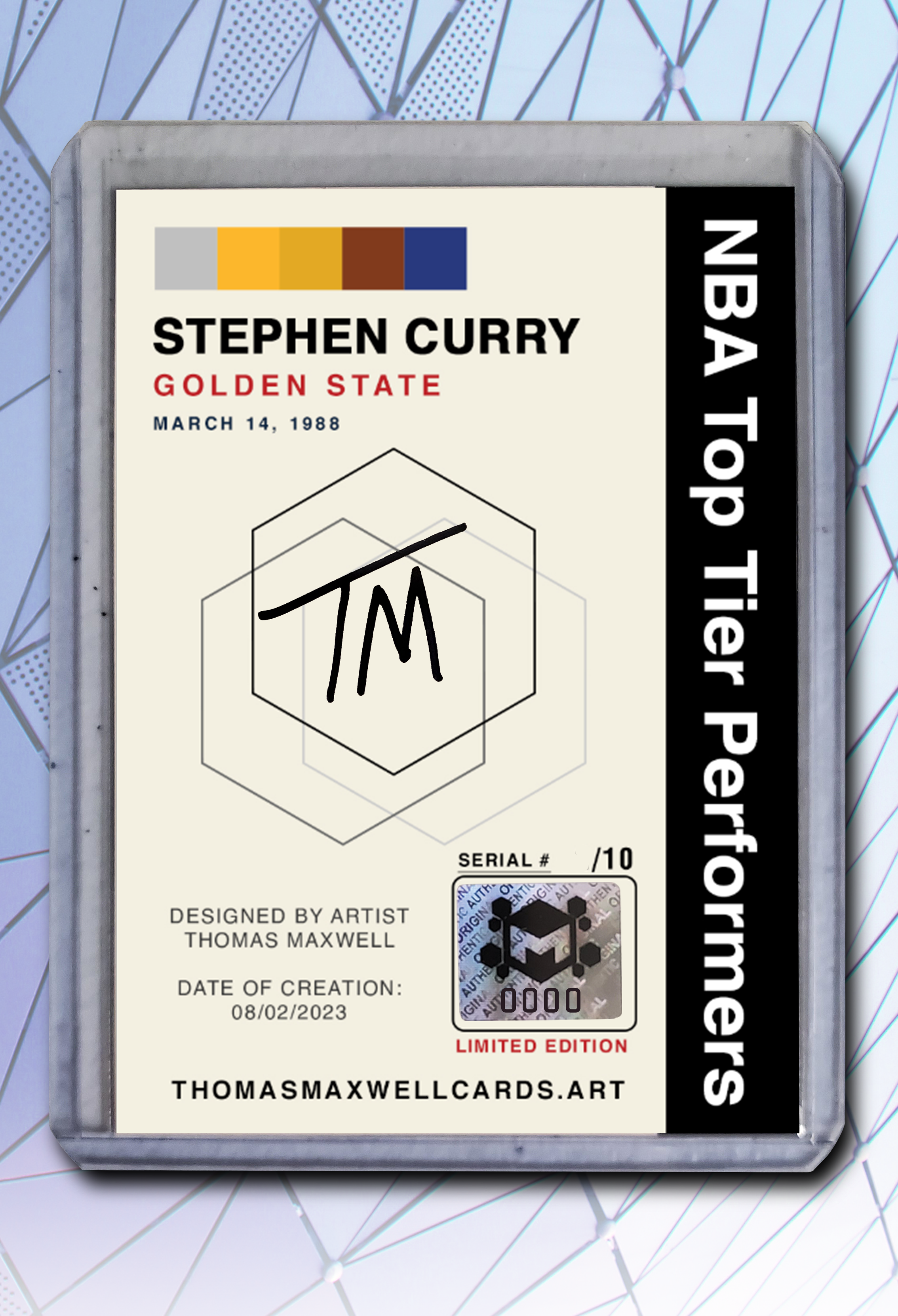 Stephen Curry Artist Signed Basketball Art Card 3/10