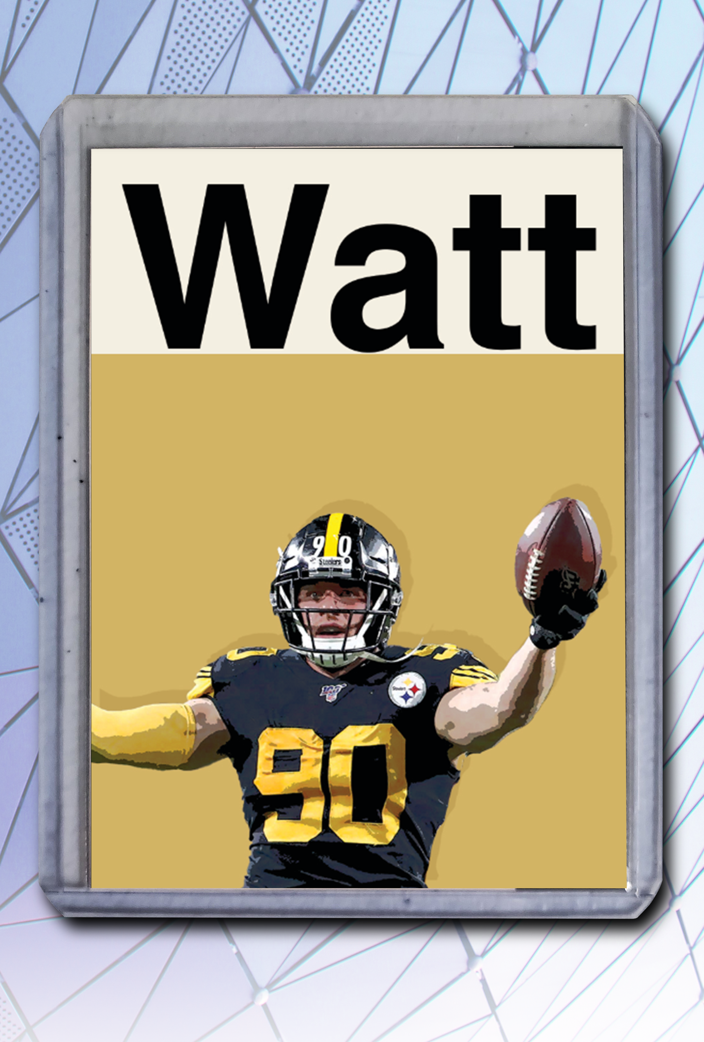 T.J. Watt Artist Signed Football Art Card 1/10