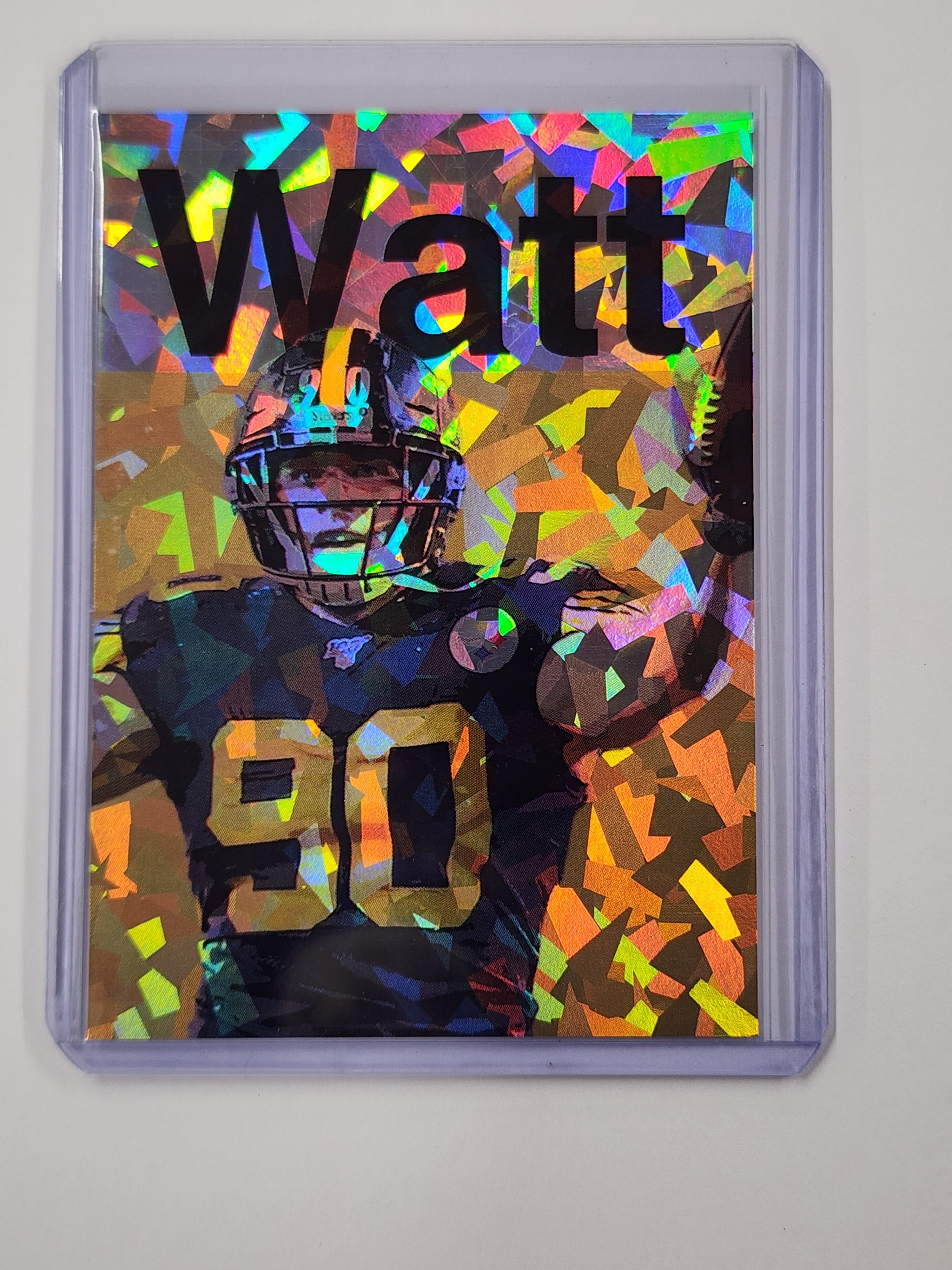 T.J. Watt Artist Signed Pittsburgh Steelers Refractor Art Card 1/1