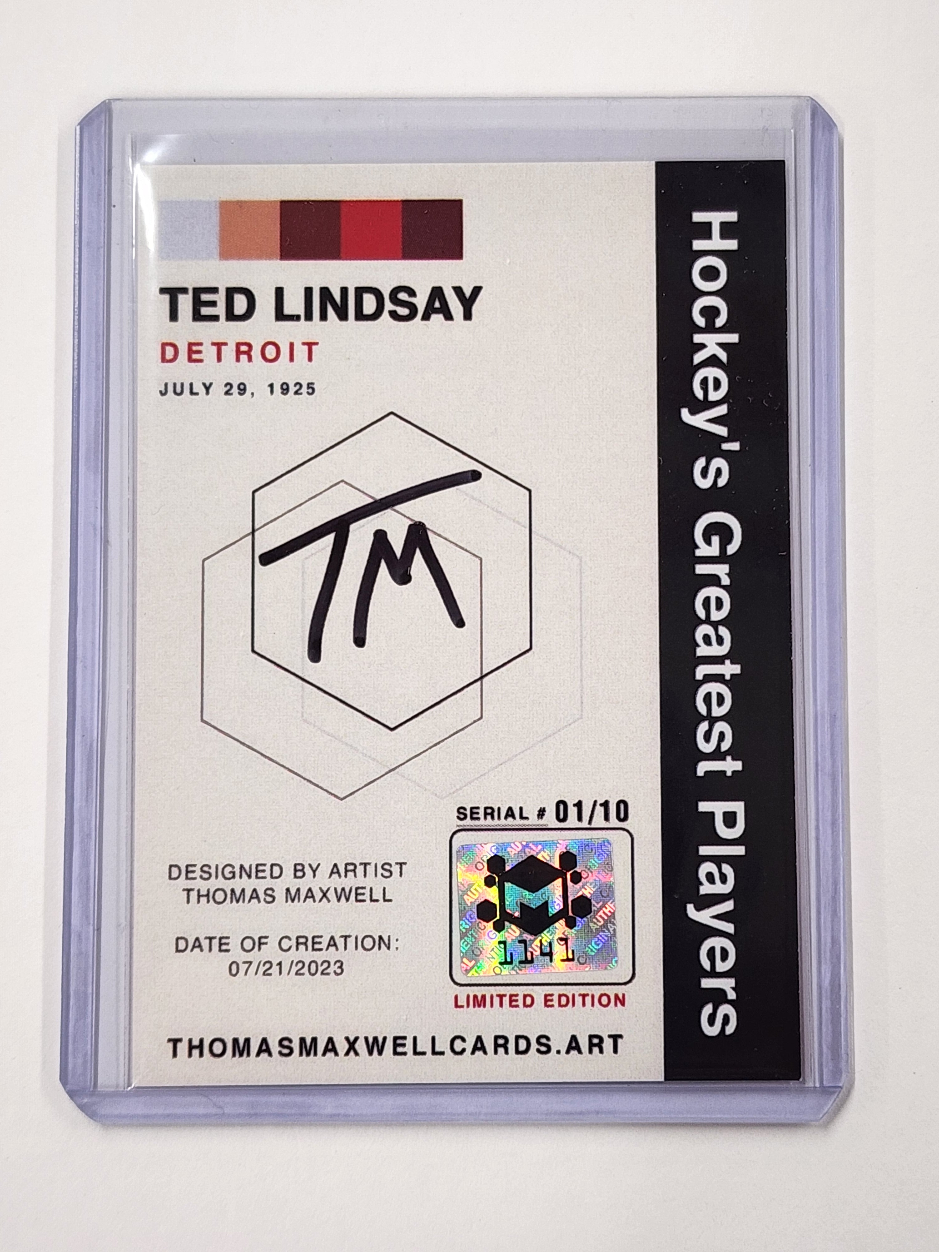 Ted Lindsay Artist Signed Hockey Art Card 1/10