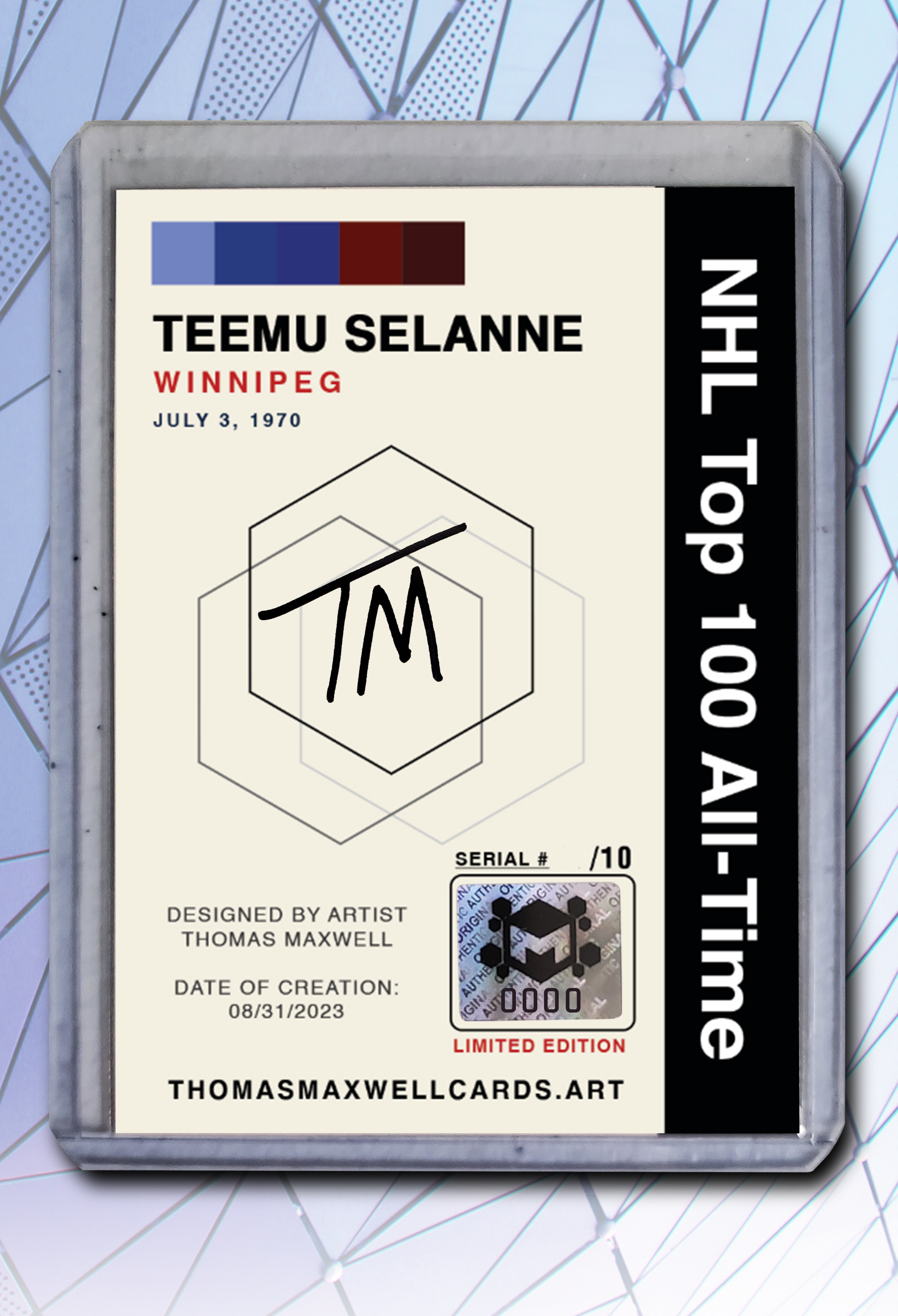 Teemu Selanne Artist Signed Hockey Art Card 1/10