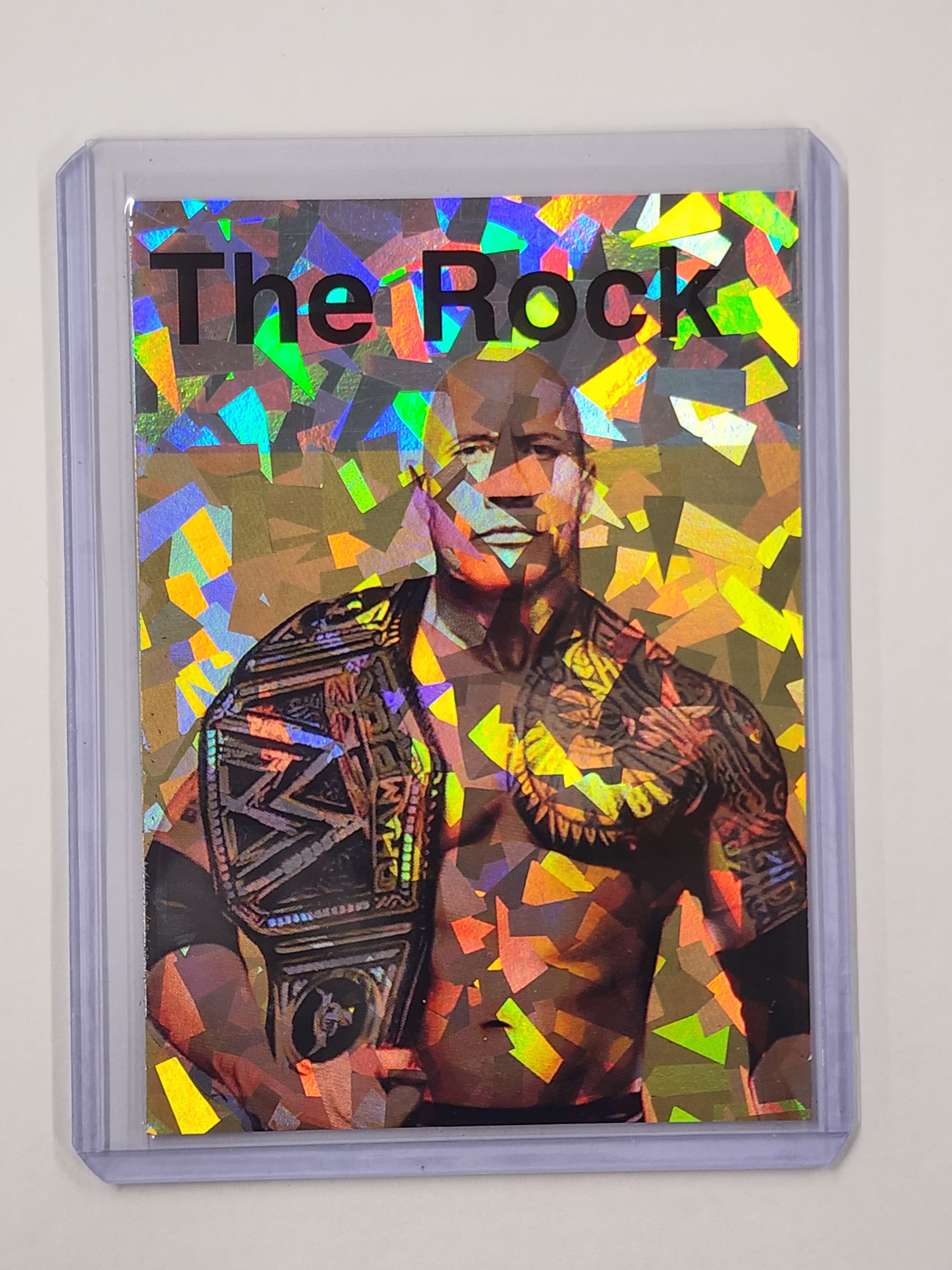 The Rock Artist Signed Wrestling Refractor Art Card 1/1