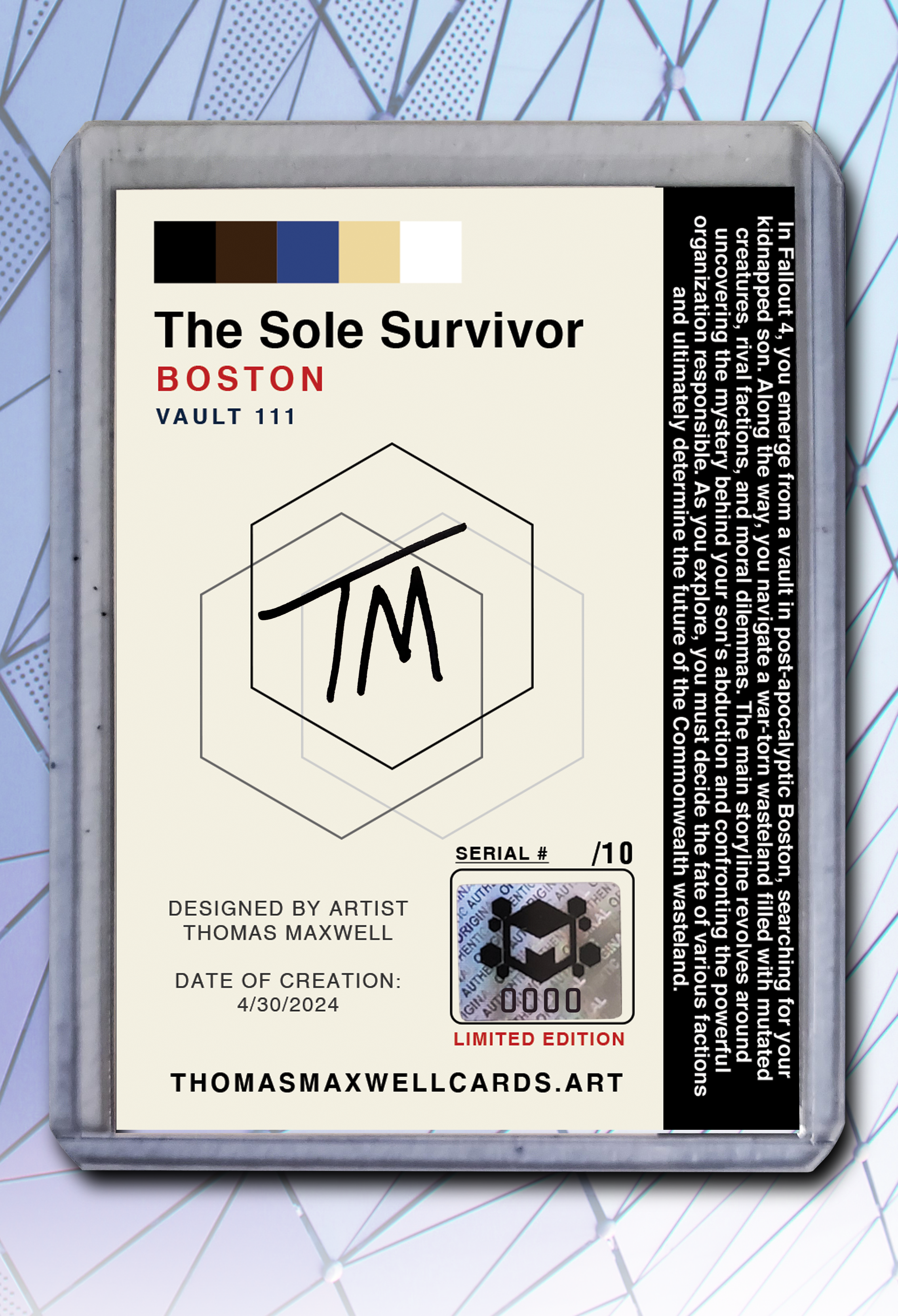 The Sole Survivor Artist Signed Video Game Art Card 1/10