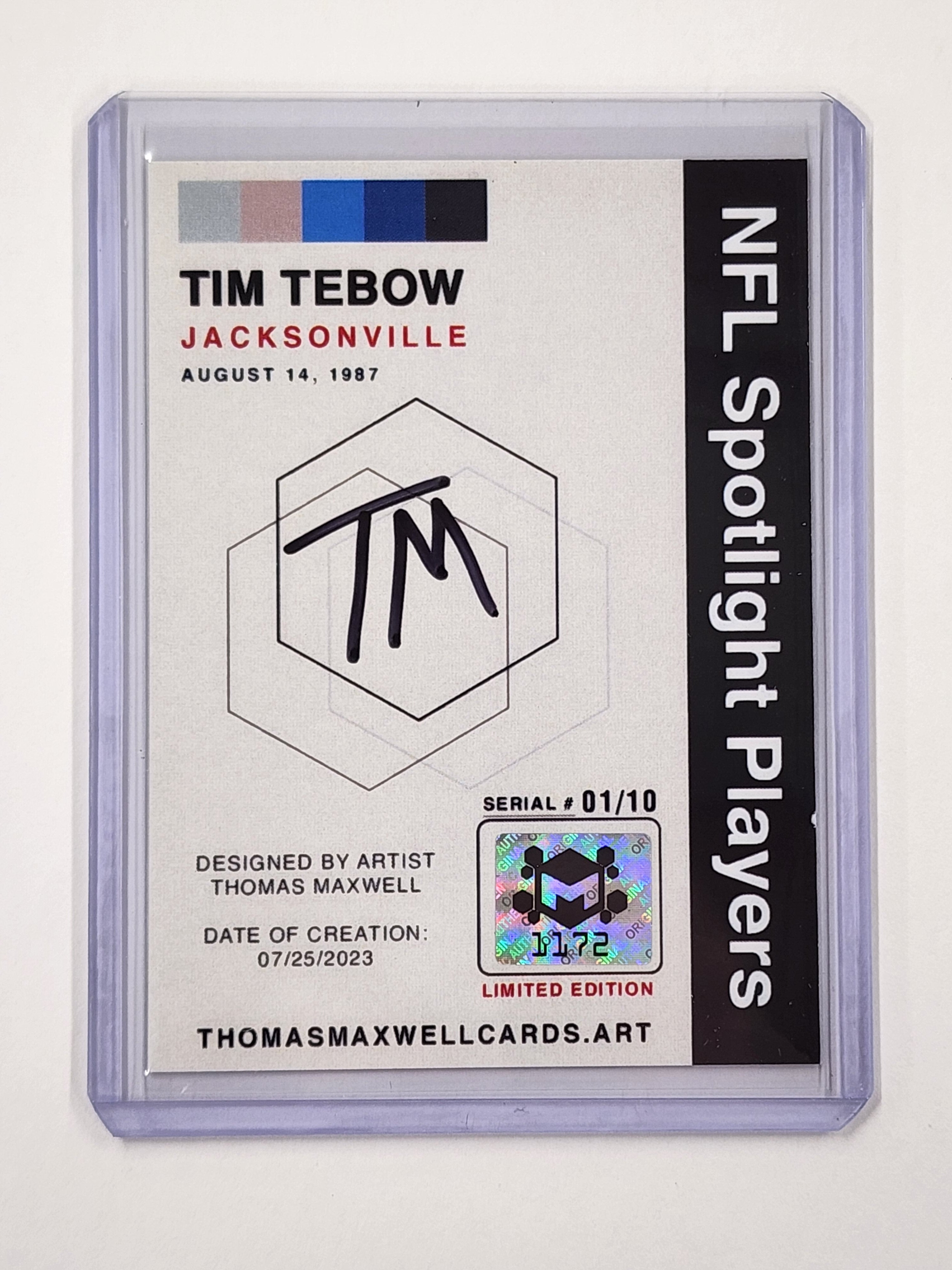 Tim Tebow Artist Signed Football Art Card 1/10