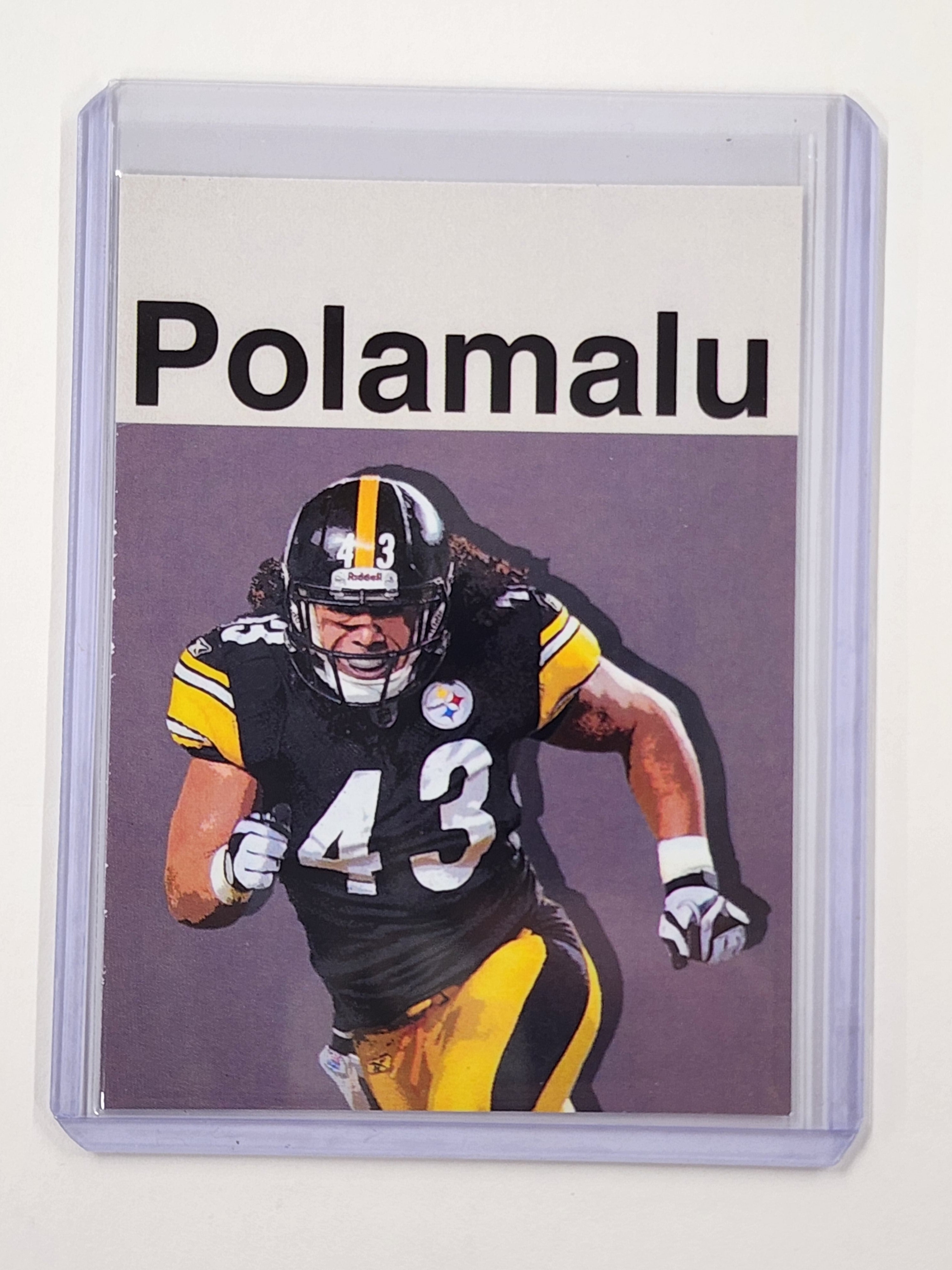 Troy Polamalu Artist Signed Football Art Card 1/10