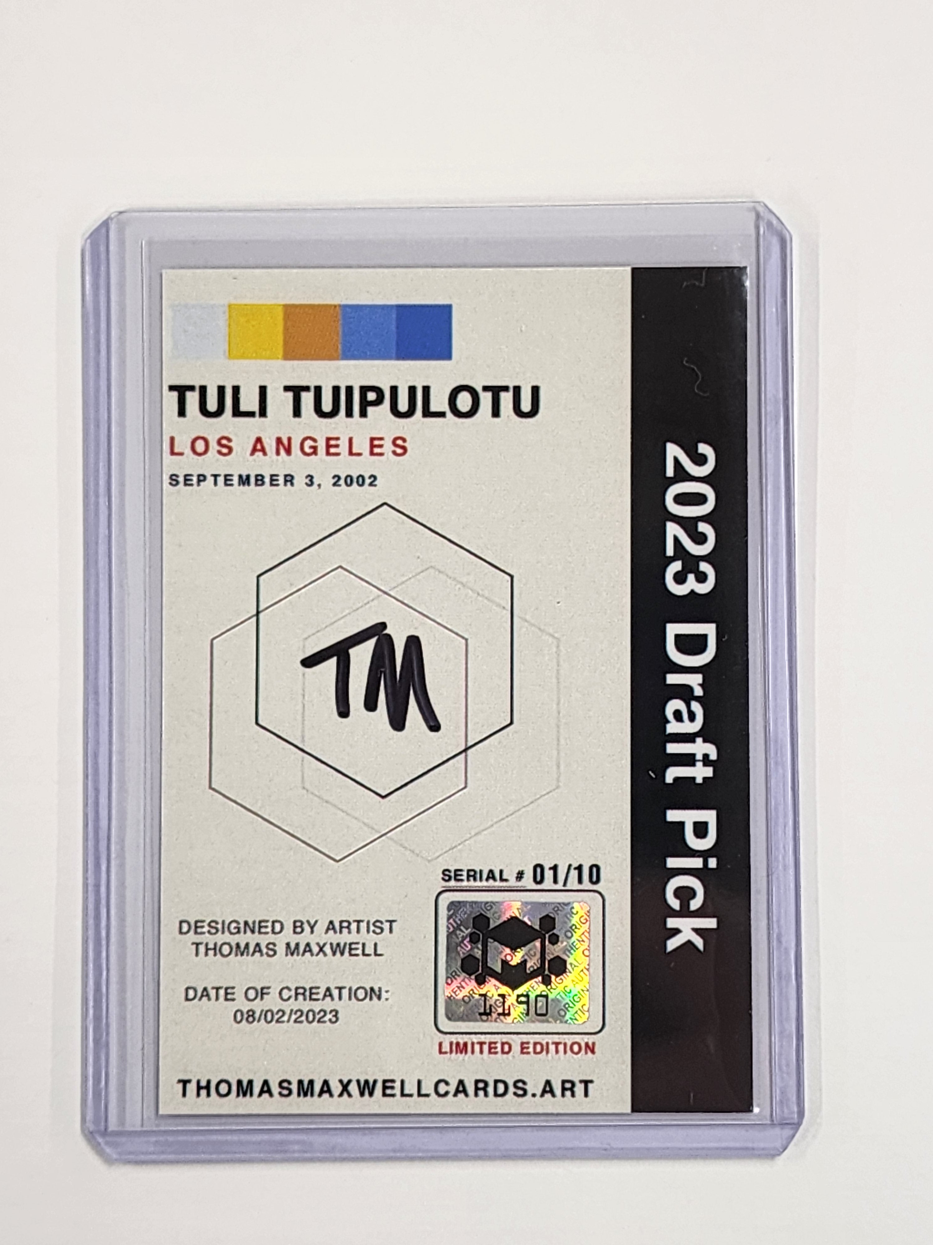 Tuli Tuipulotu Artist Signed Football Art Card 1/10