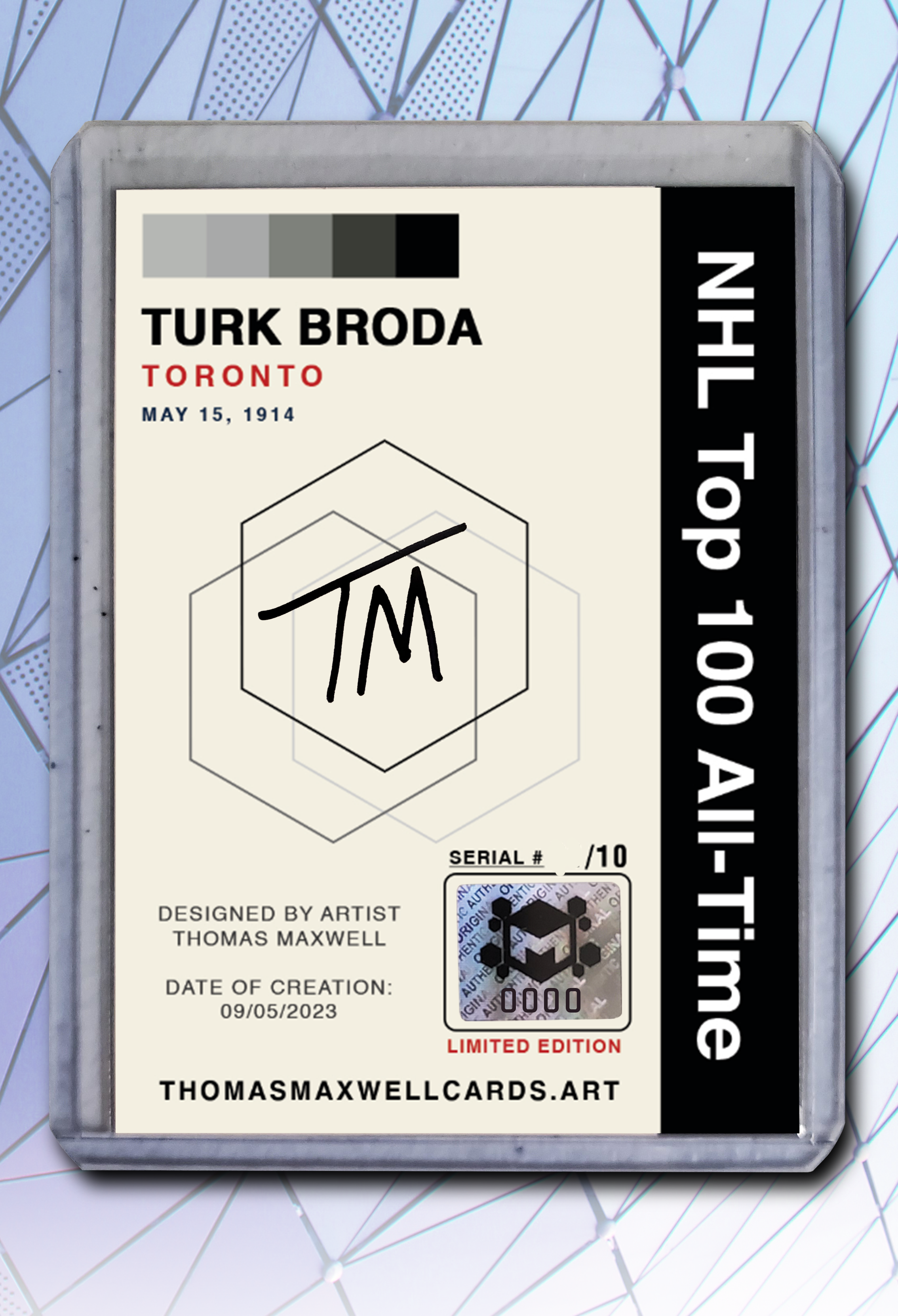 Turk Broda Artist Signed Hockey Art Card 3/10