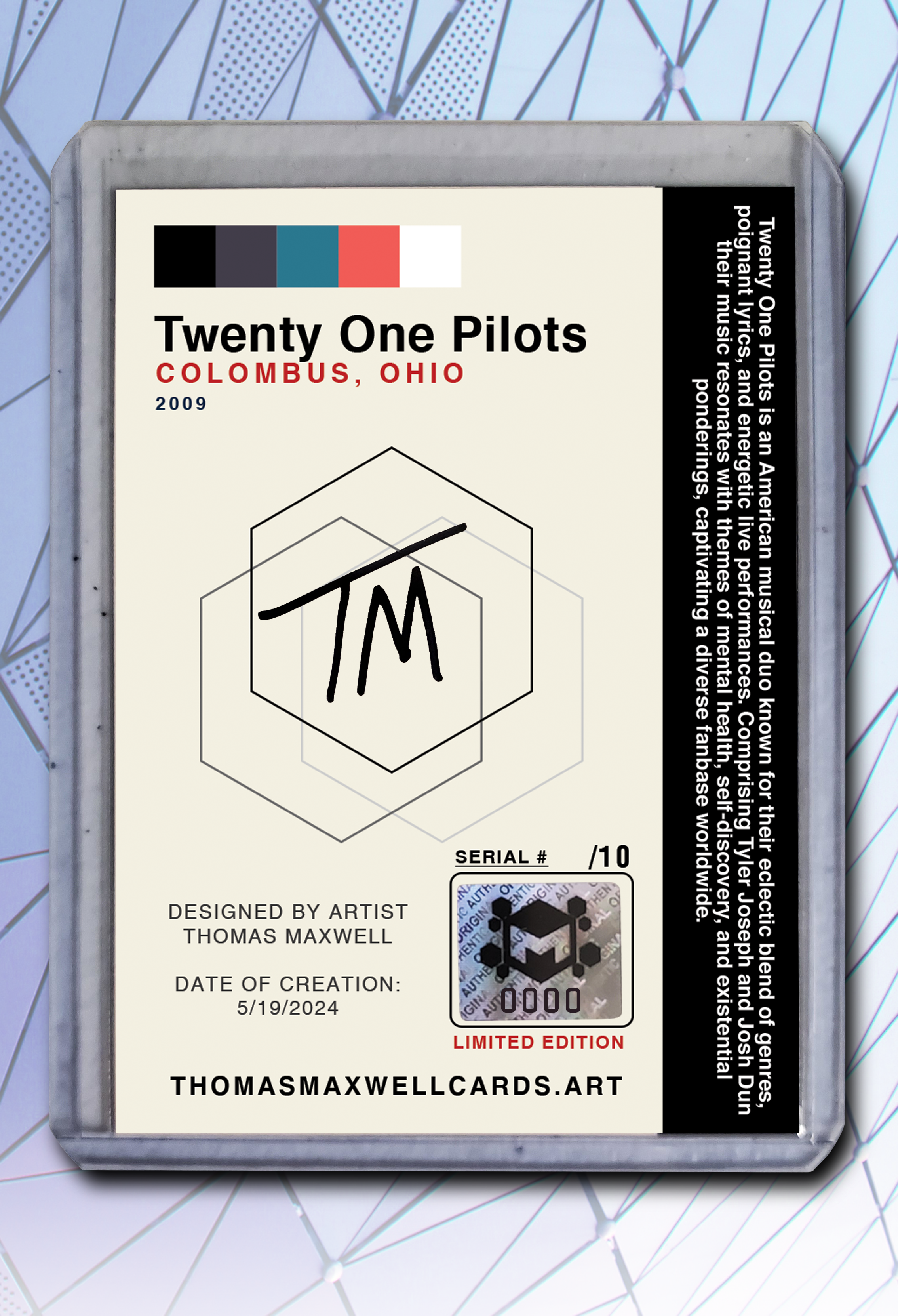 Twenty One Pilots Artist Signed Music Art Card 1/10