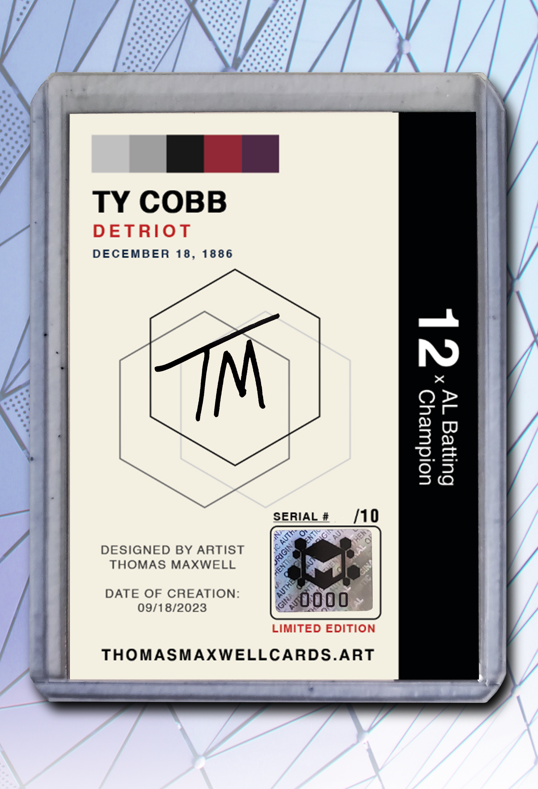 Ty Cobb Artist Signed Baseball Art Card 1/10