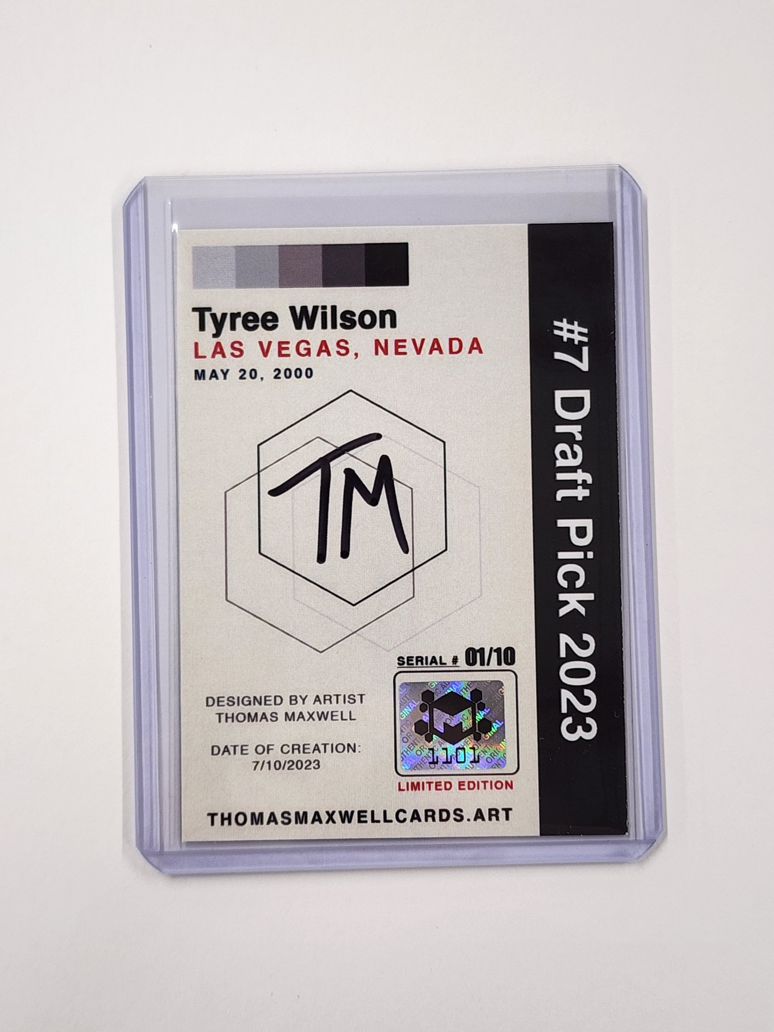 Tyree Wilson Artist Signed Football Art Card 1/10