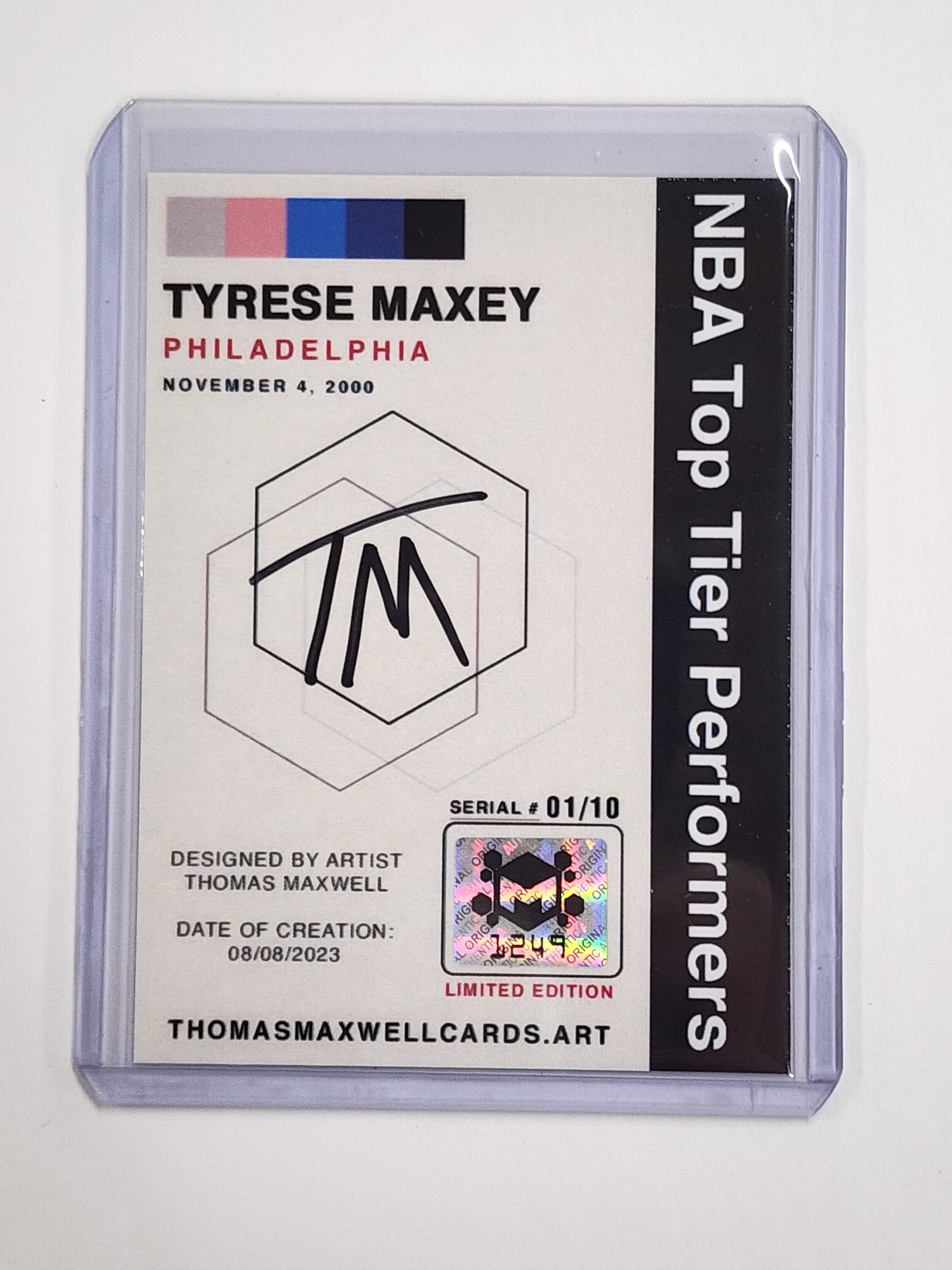 Tyrese Maxey Artist Signed Basketball Art Card 1/10