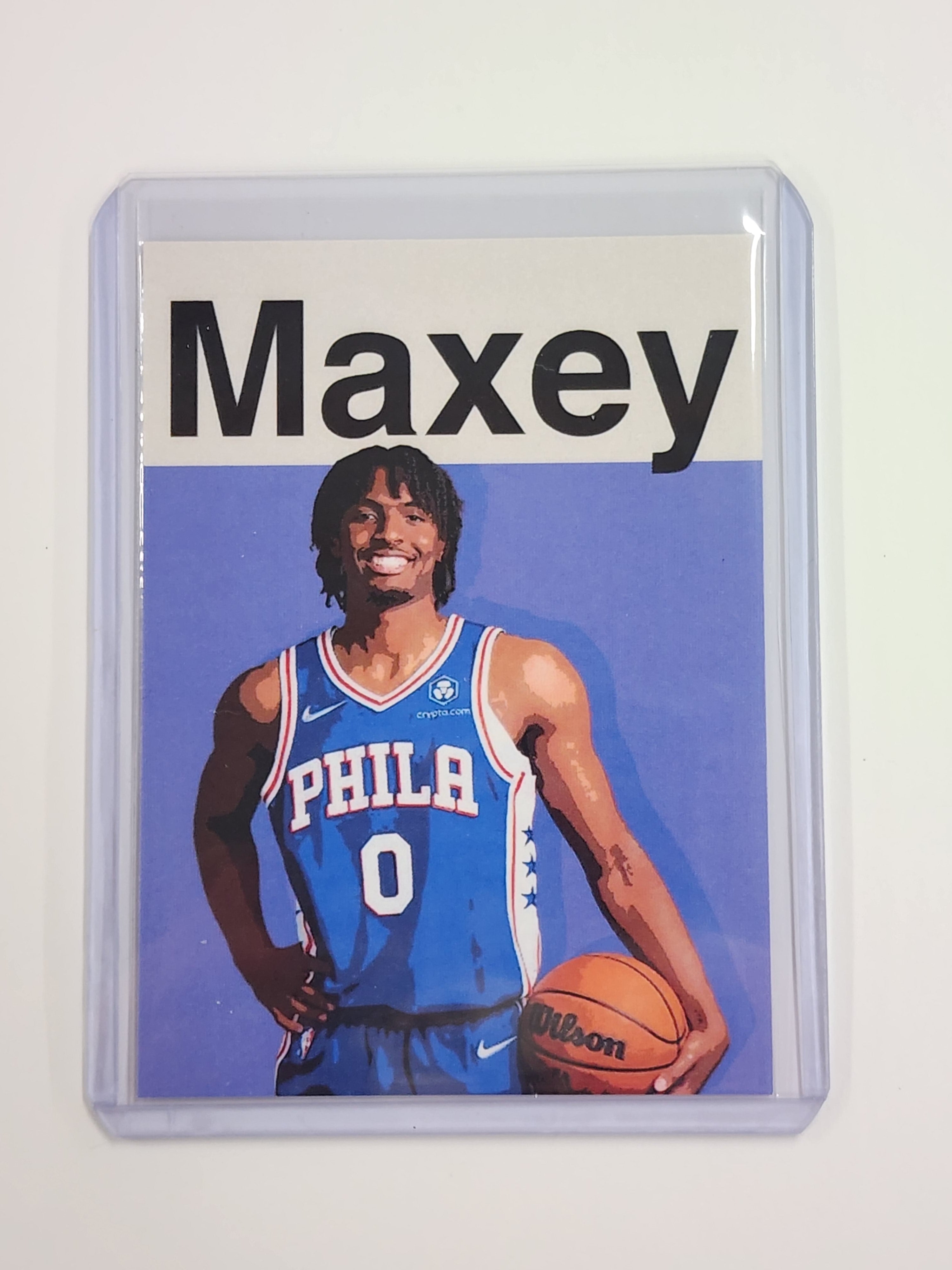 Tyrese Maxey Artist Signed Basketball Art Card 1/10