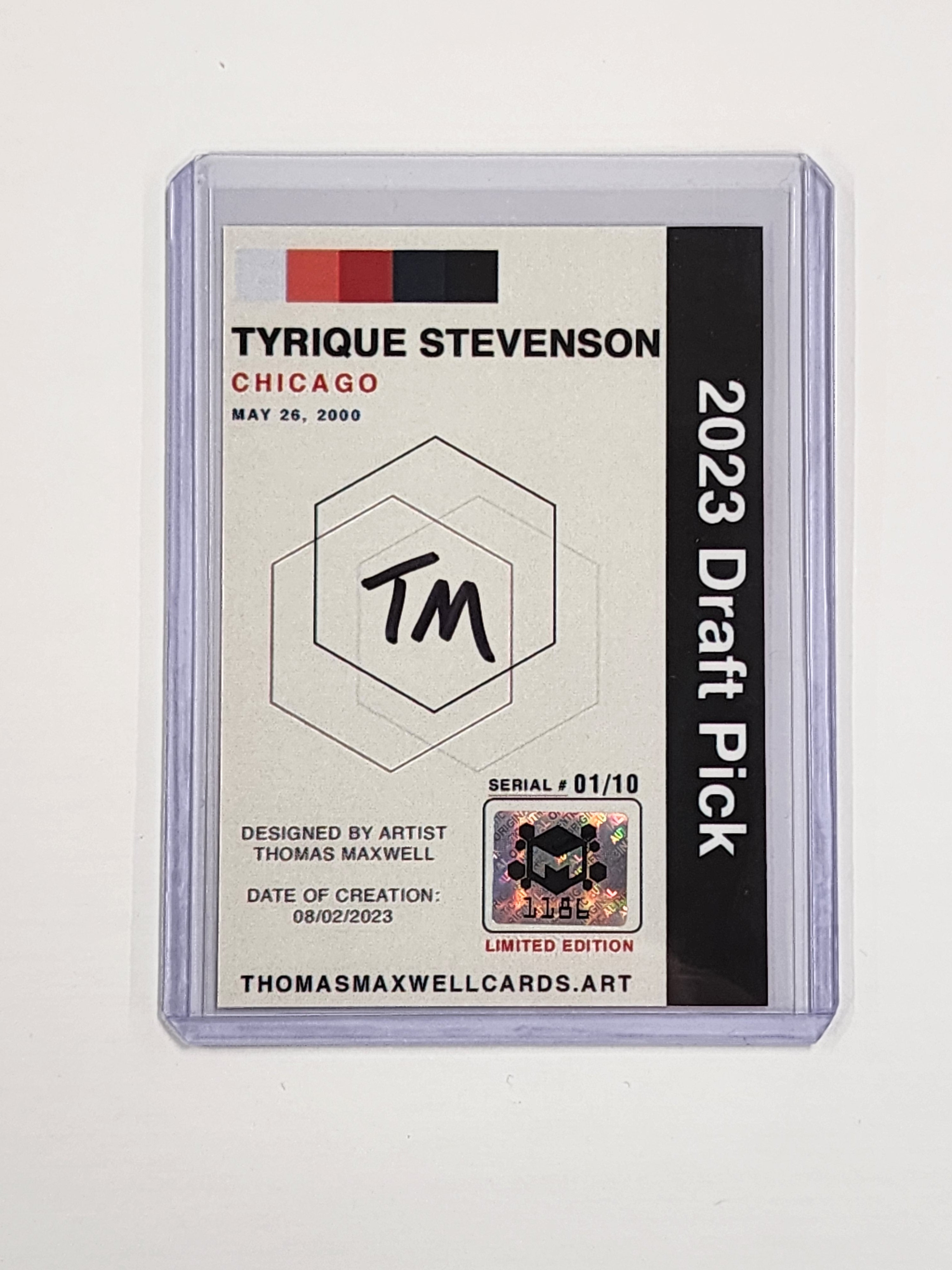 Tyrique Stevenson Artist Signed Football Art Card 1/10