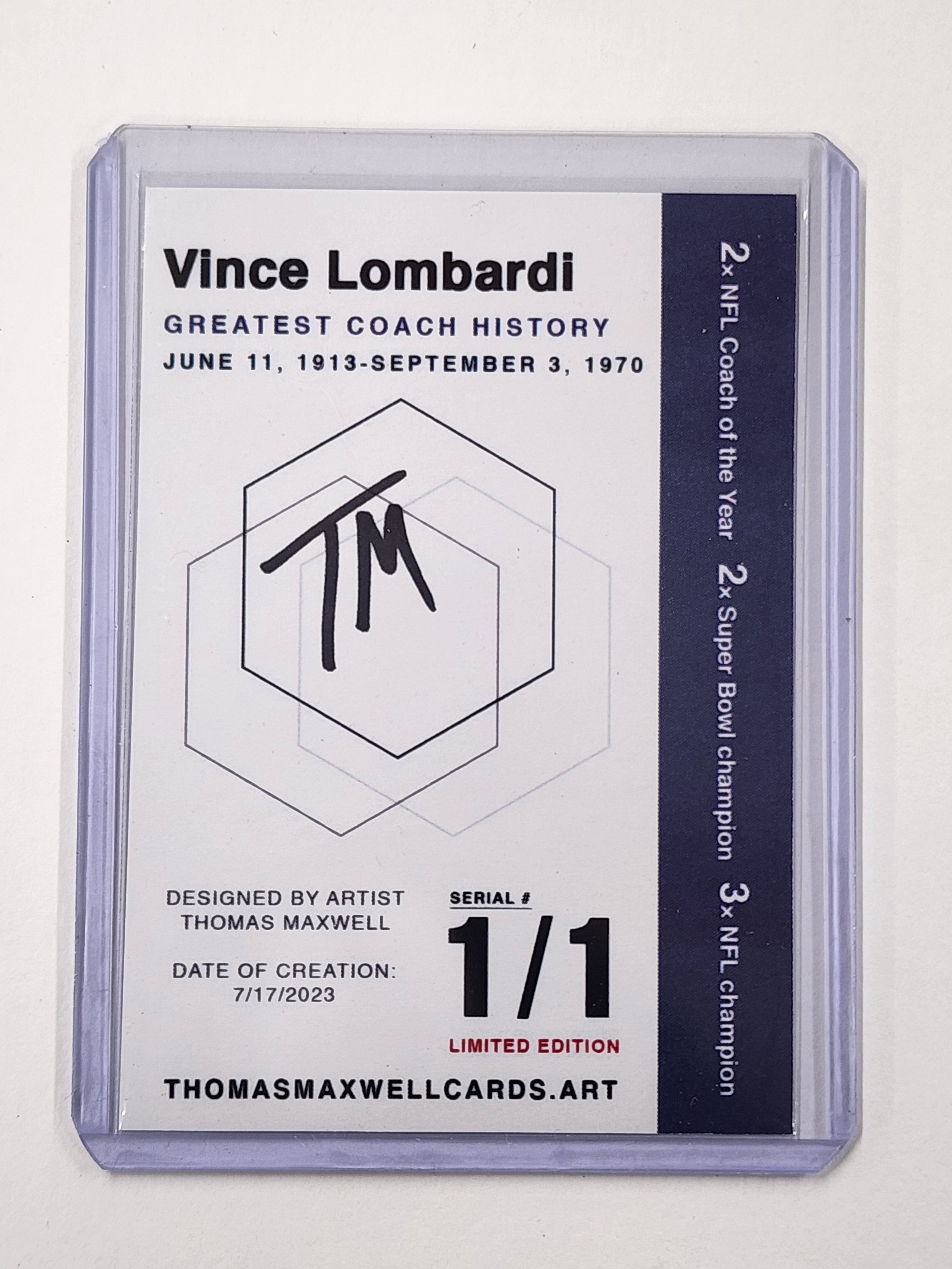 Vince Lombardi Artist Signed TEAM Refractor Art Card 1/1