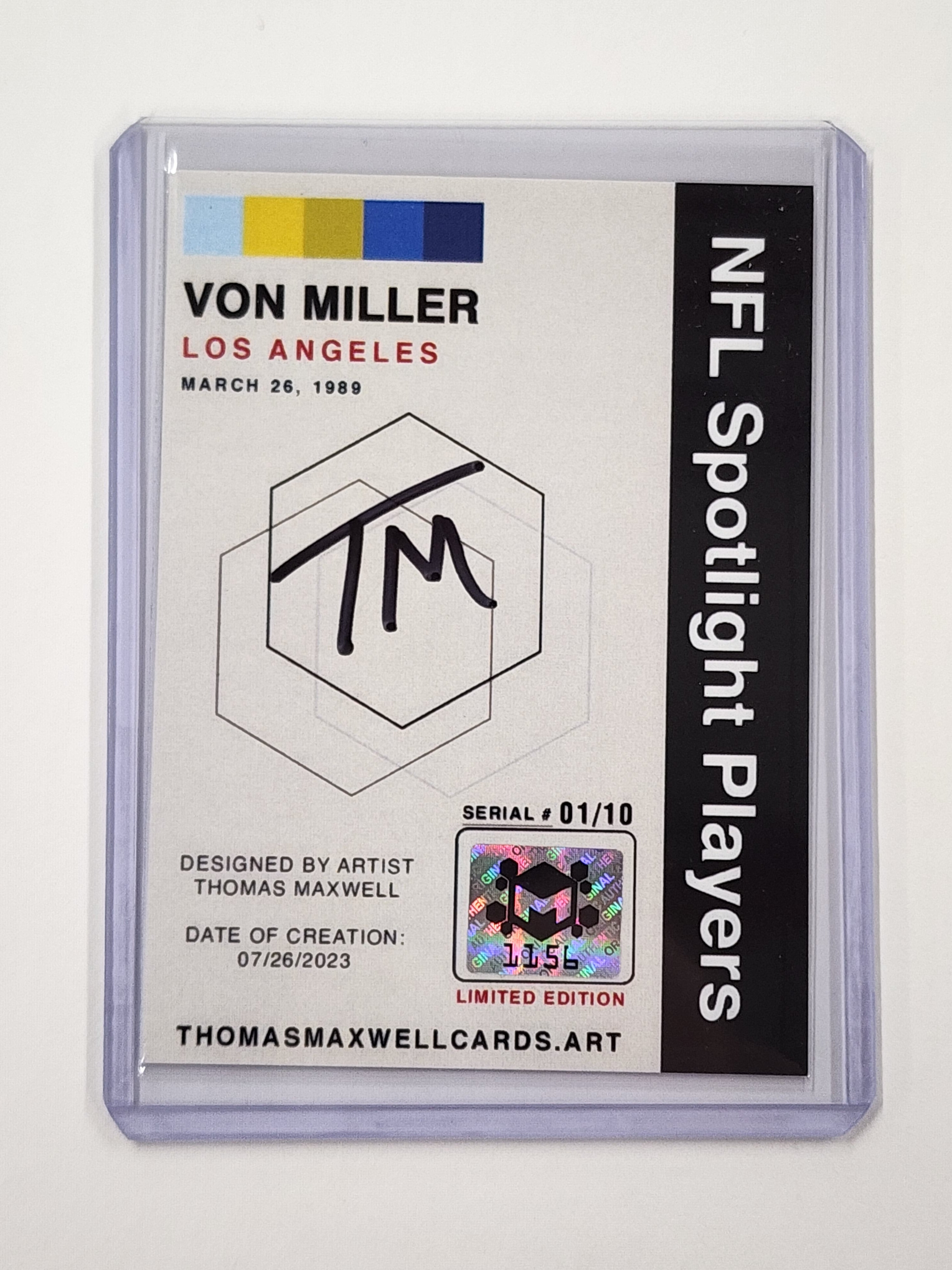 Von Miller Artist Signed Football Art Card 1/10