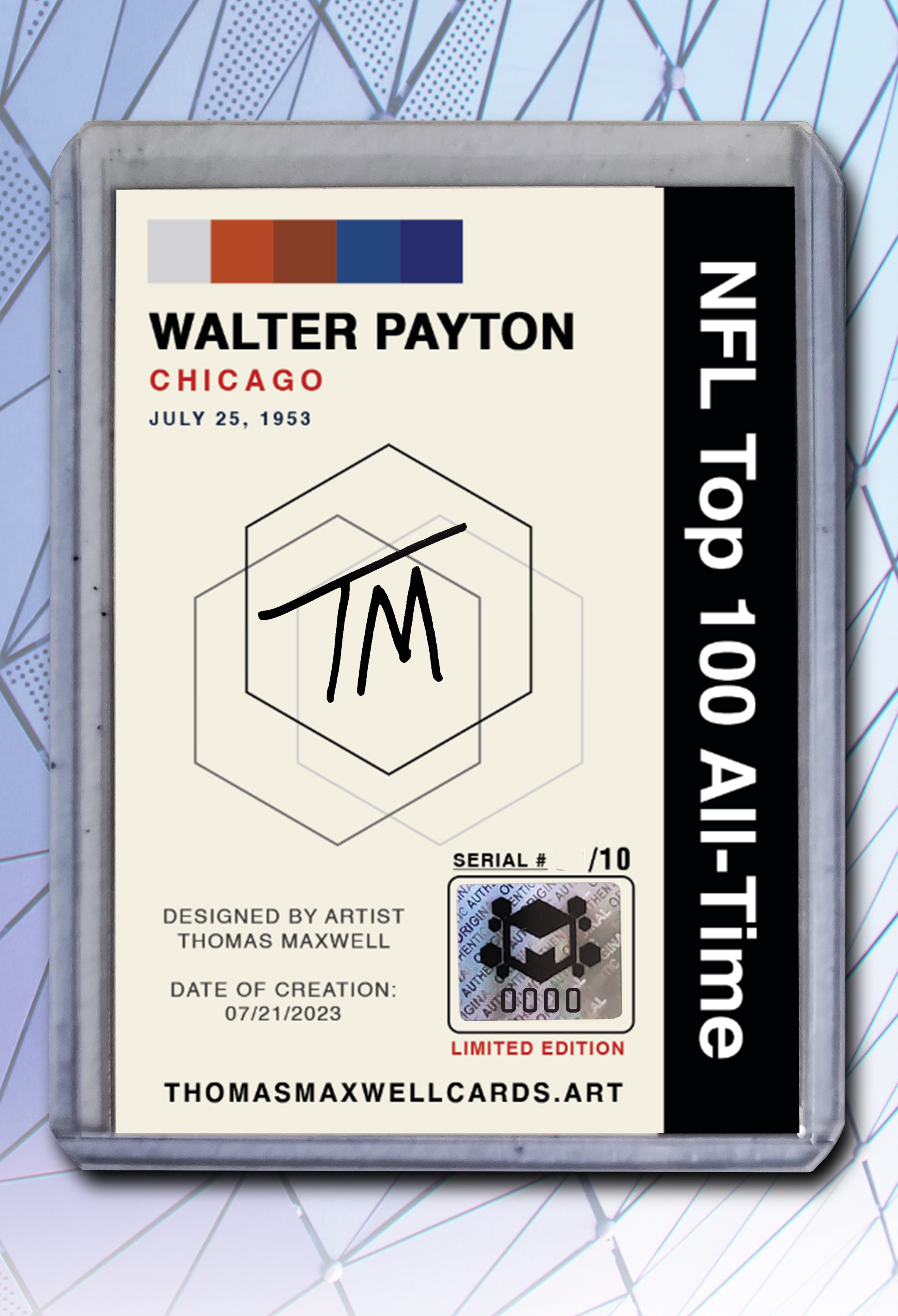 Walter Payton Artist Signed Football Art Card 2/10