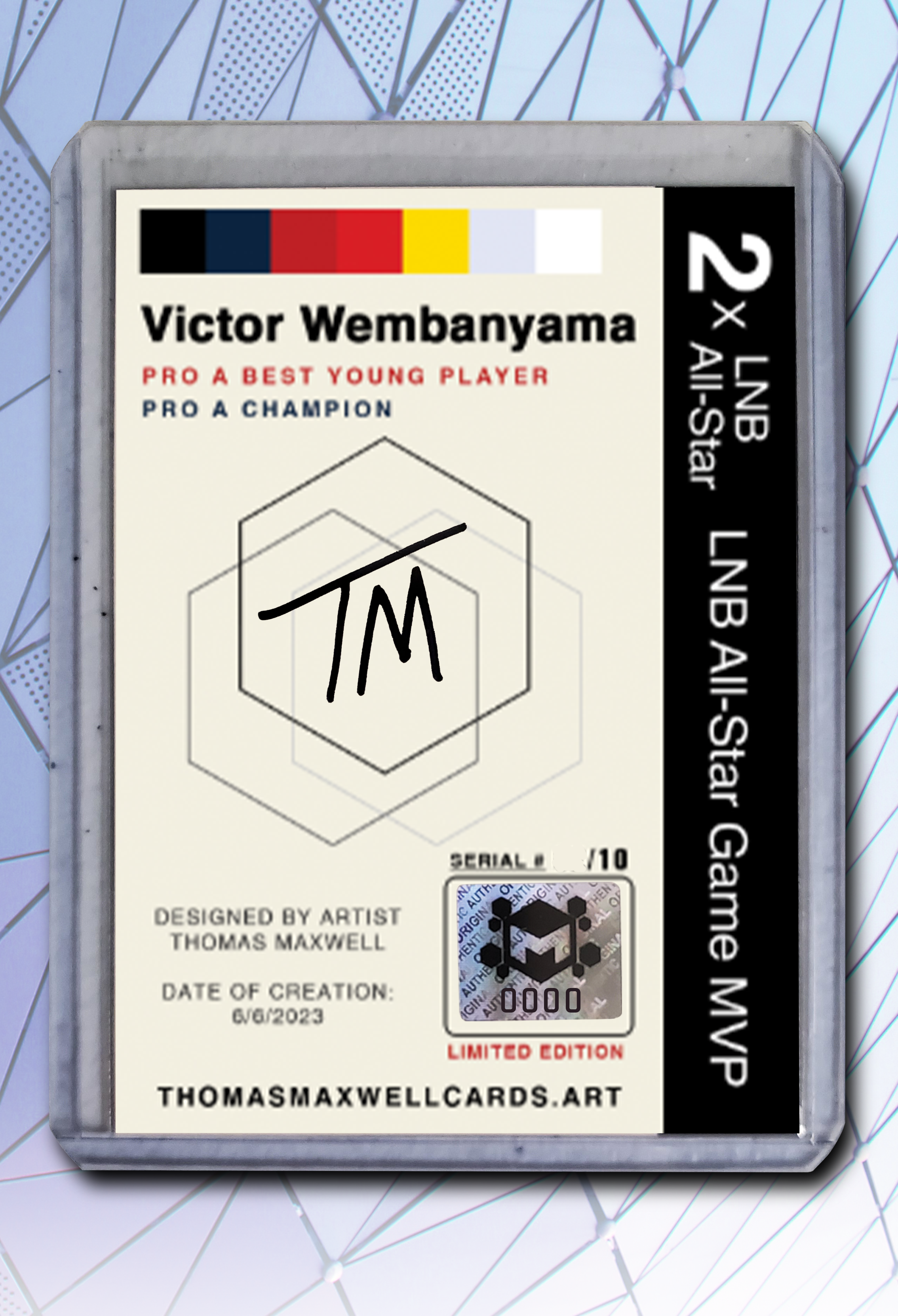 Victor Wembanyama Artist Signed Basketball Art Card 3/10