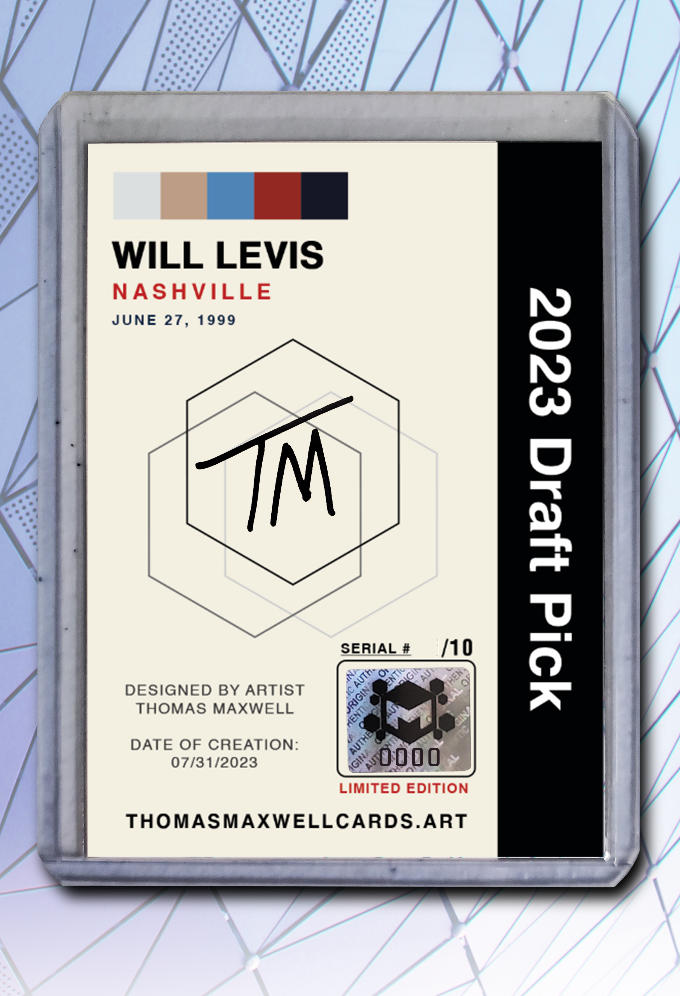 Will Levis Artist Signed Football Art Card 3/10