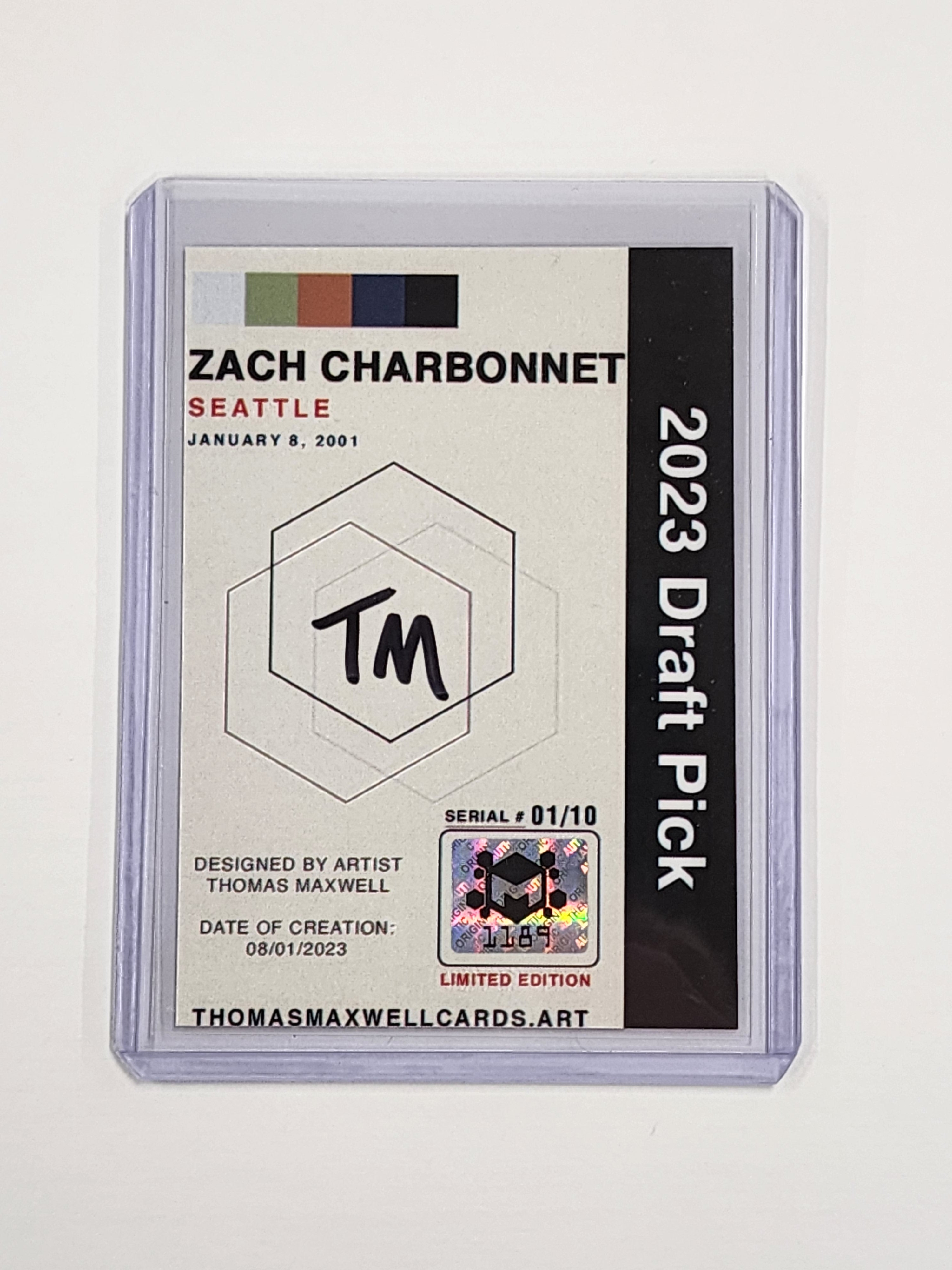 Zach Charbonnet Artist Signed Football Art Card 1/10