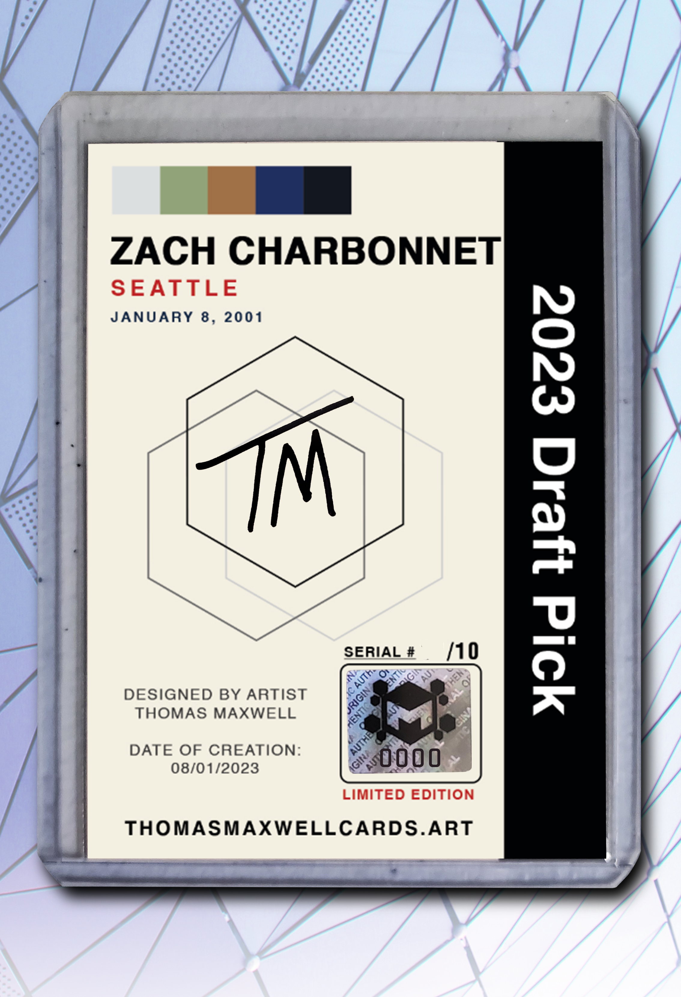 Zach Charbonnet Artist Signed Football Art Card 2/10