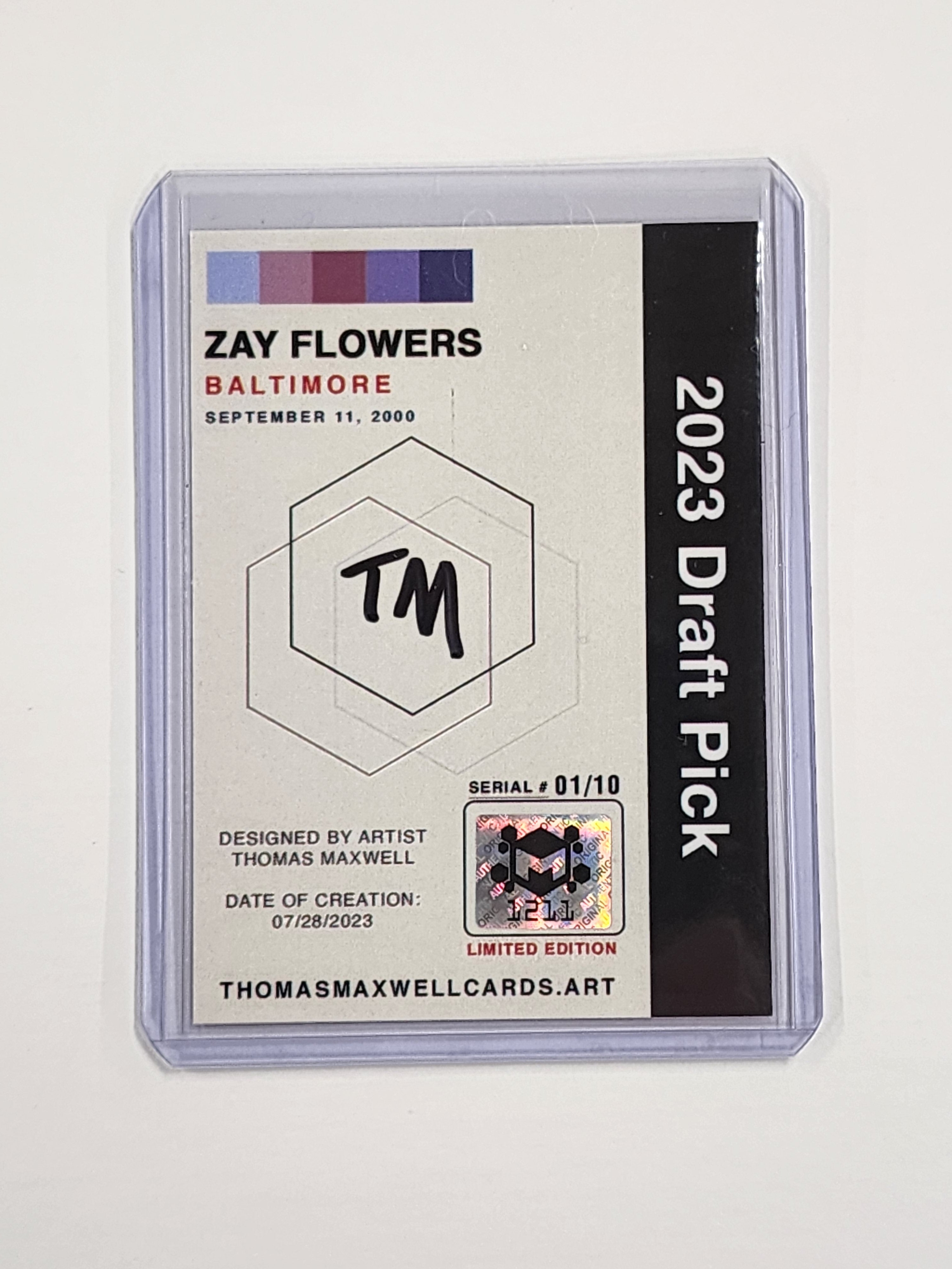 Zay Flowers Artist Signed Football Art Card 1/10