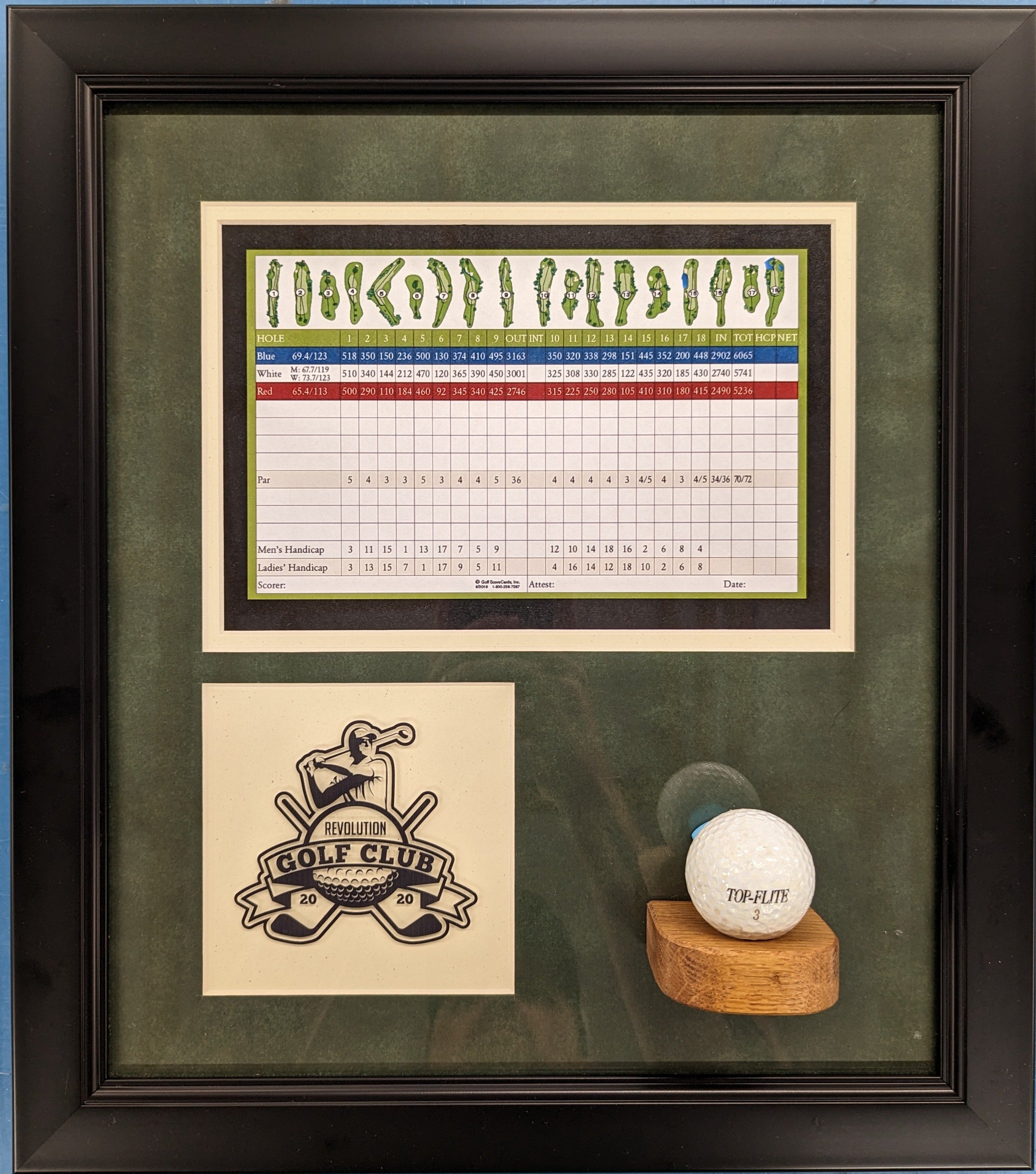 Hole In One Display With Course Logo & Scorecard + Golf Ball Platform