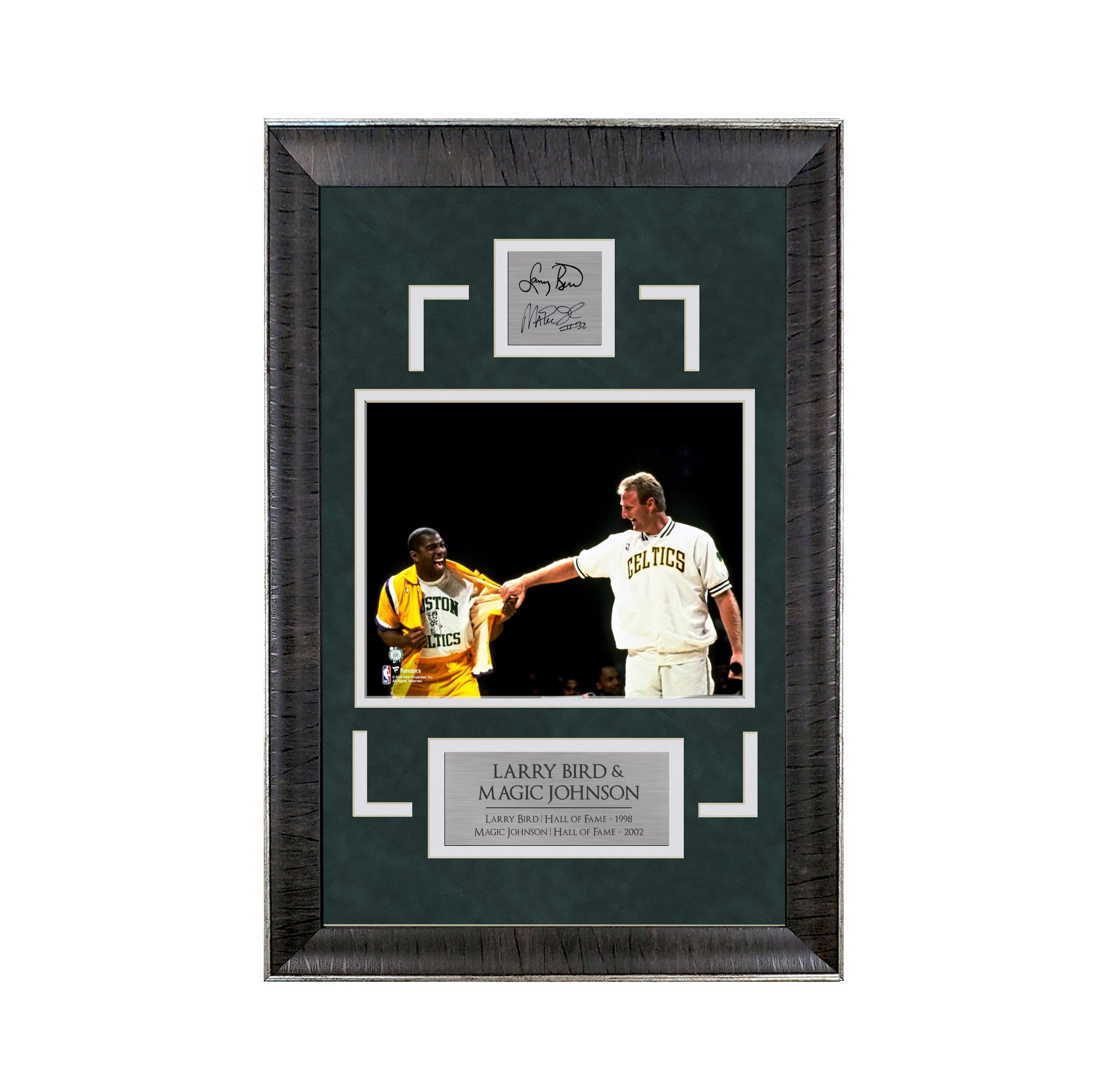 Larry Bird with Magic Johnson - Rivalry Surprise - Sports Deluxe | 16 x 23 - Framed Basketball Photo