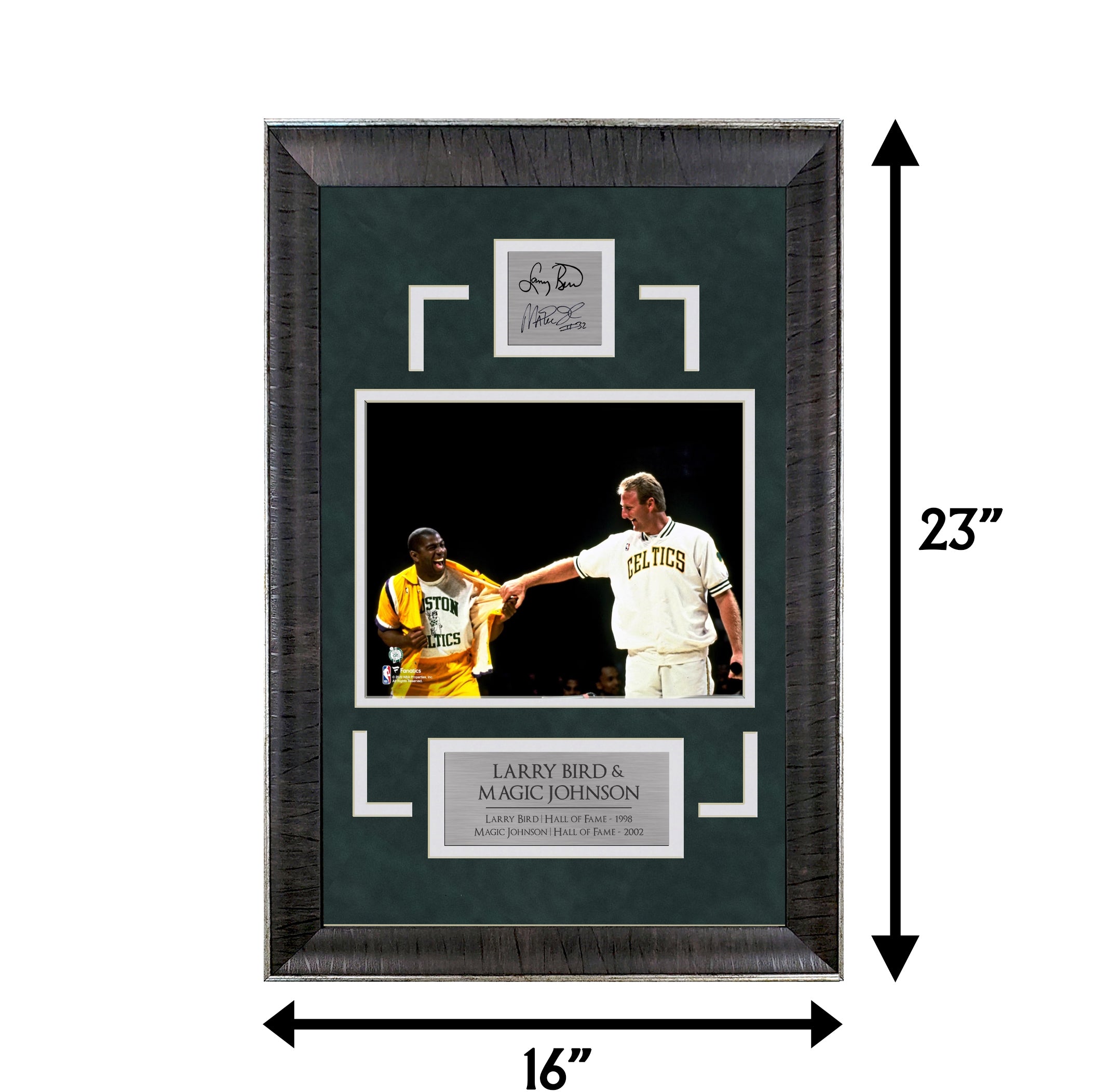 Larry Bird with Magic Johnson - Rivalry Surprise - Sports Deluxe | 16 x 23 - Framed Basketball Photo