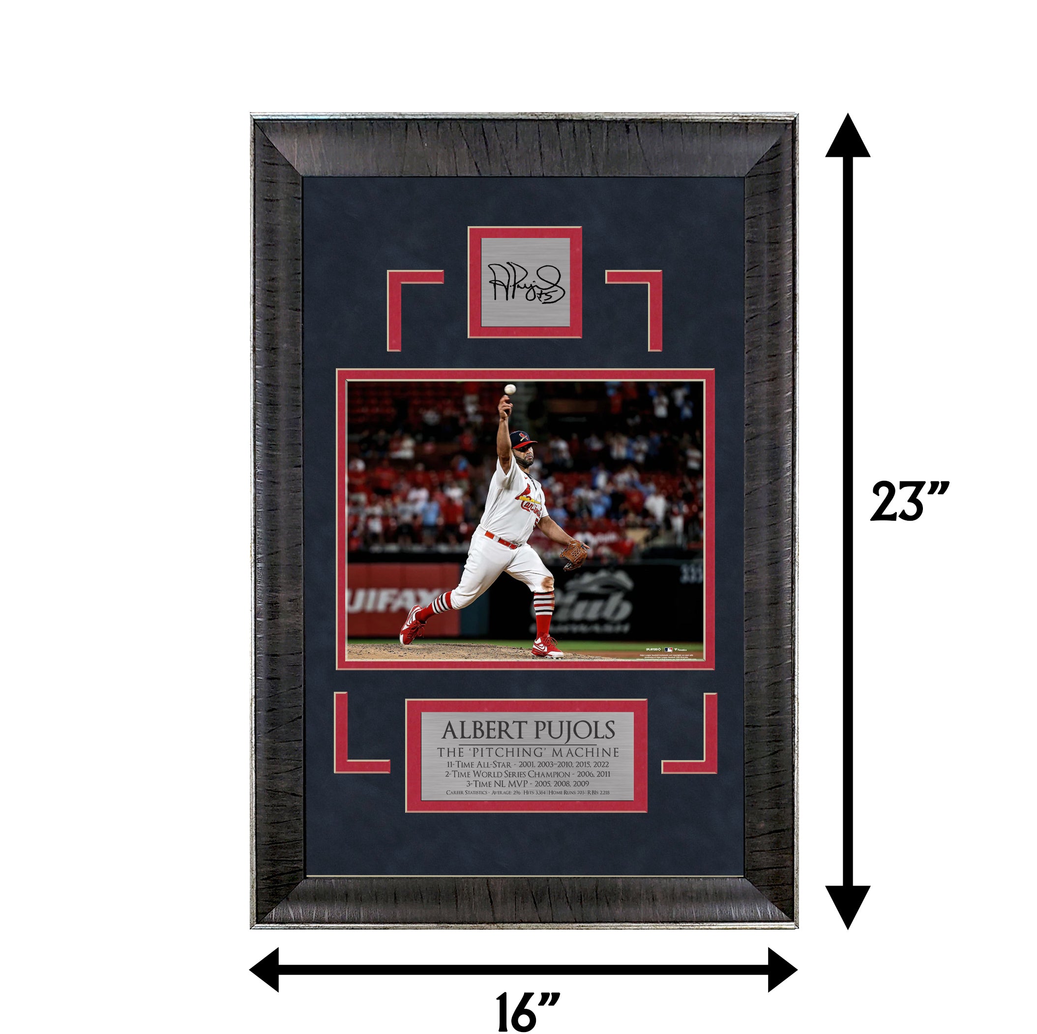 Albert Pujols - The 'Pitching' Machine - Sports Deluxe | 16 x 23 - Framed Baseball Photo