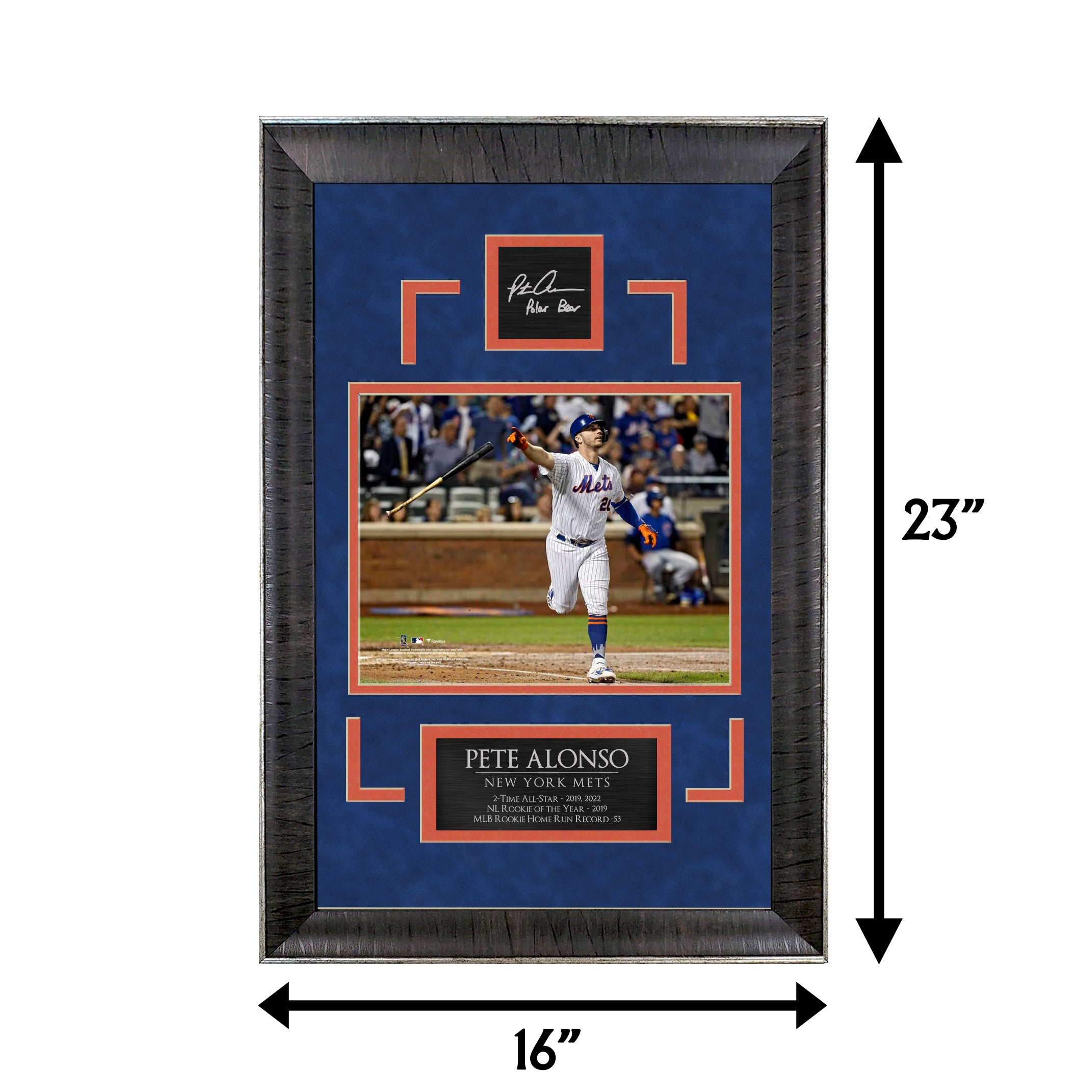 Pete Alonso - Mets - Bat Flip Swagger - Sports Deluxe | 16 x 23 - Framed Hockey Photo