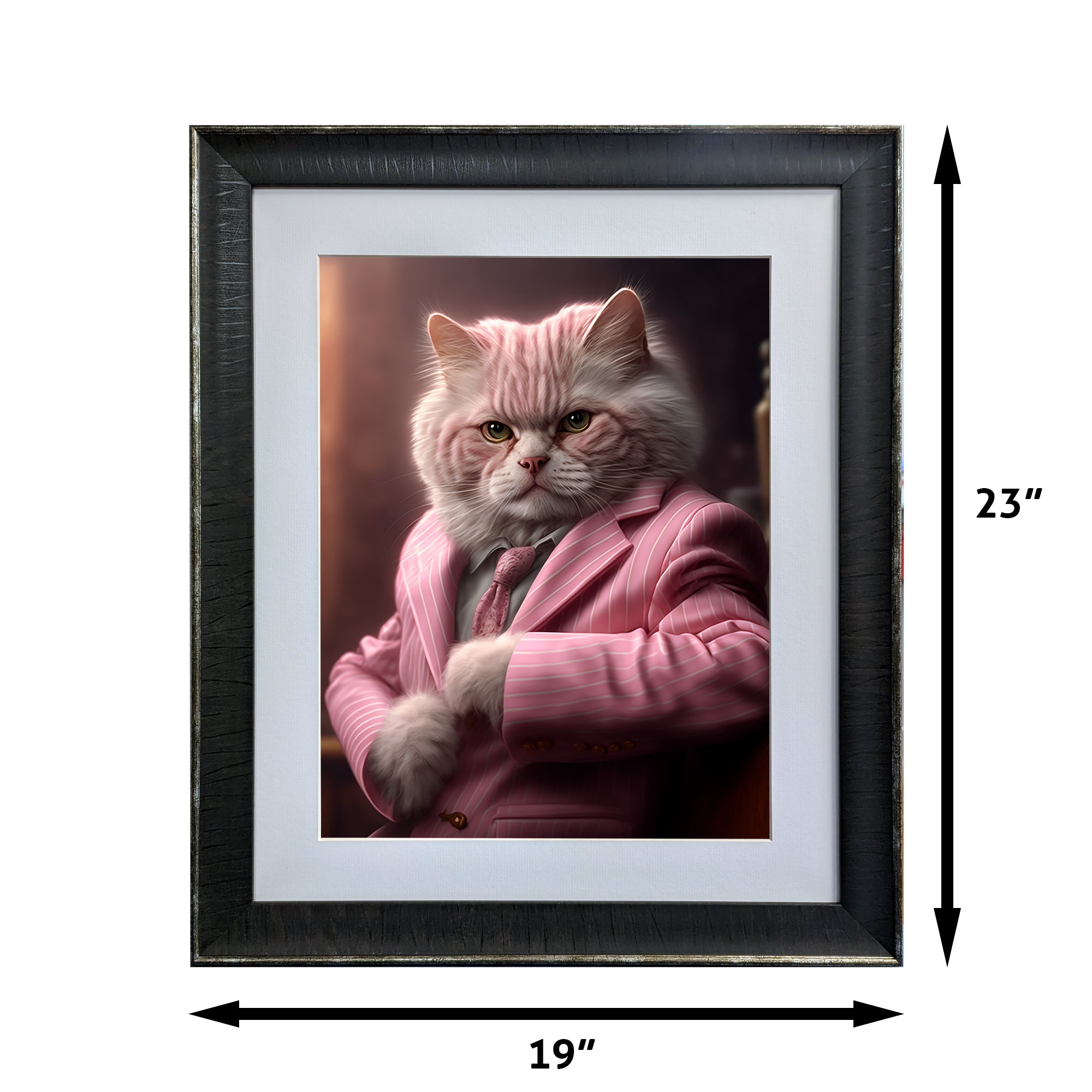 Gangster Siberian Cat - The Zoo Mafia Collection- Framed Art Photo