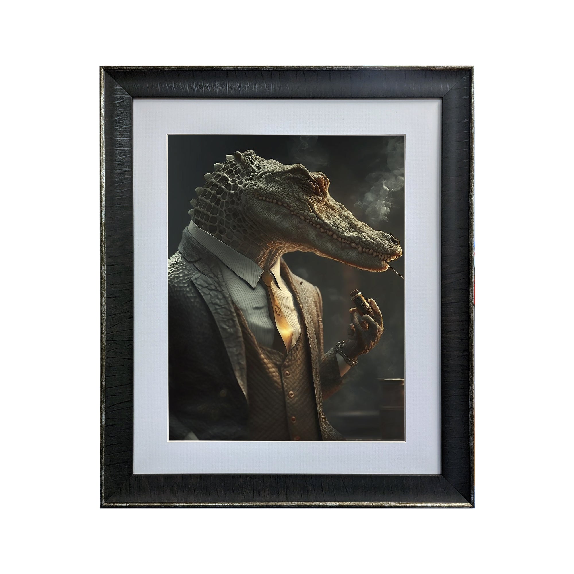 Gangster Crocodile - The Zoo Mafia Collection- Framed Art Photo