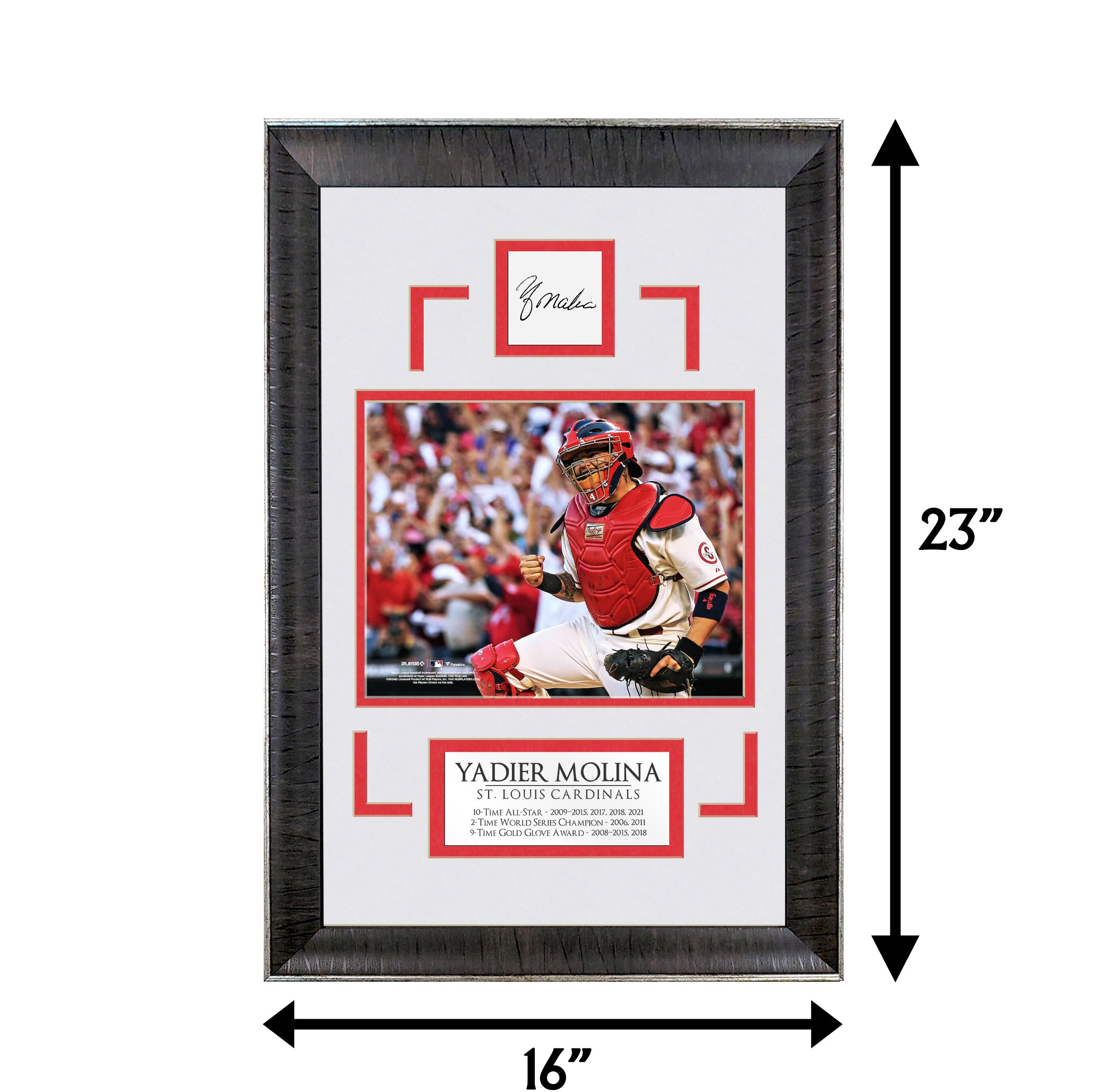 Yadier Molina - Cardinals - Final Out - Spotlight Collection | 16 x 23 - Framed Baseball Photo