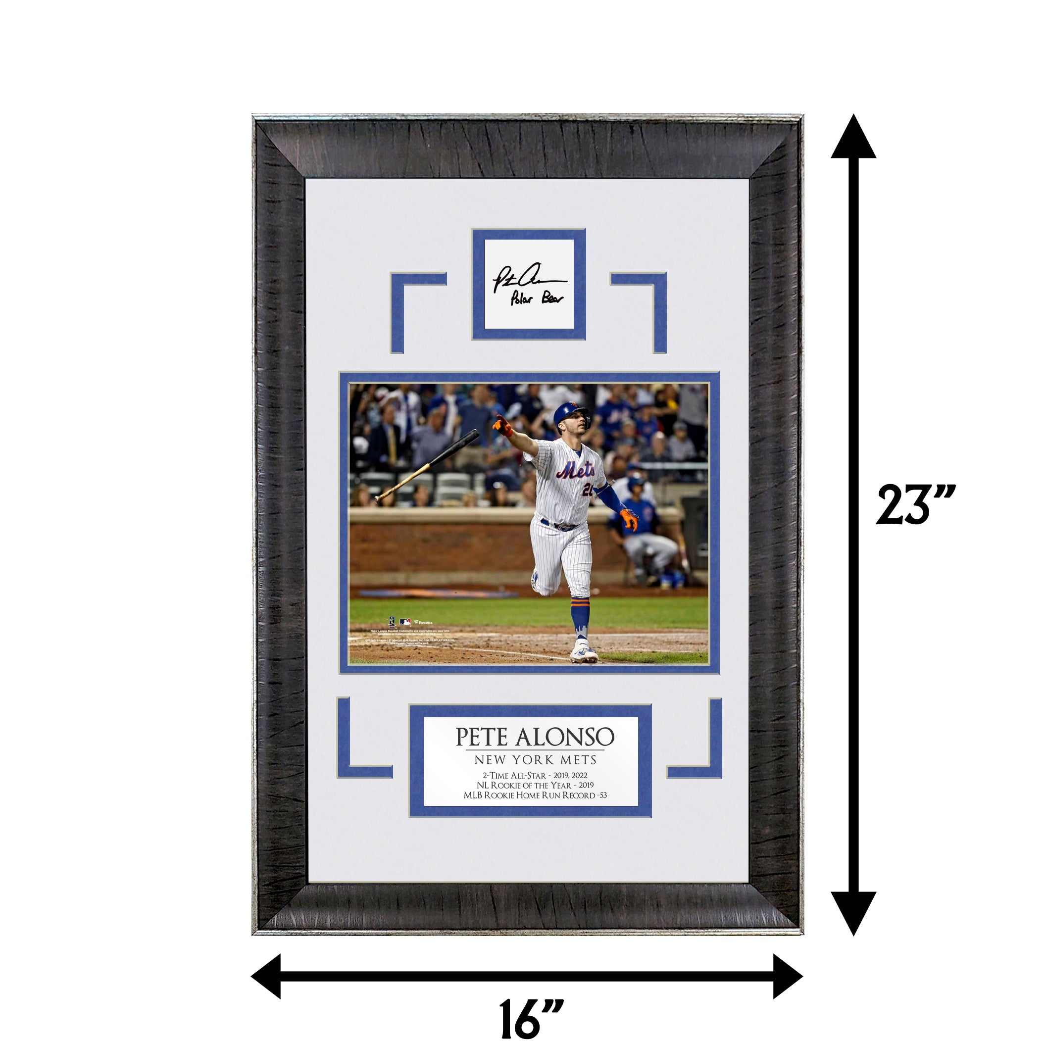 Pete Alonso - Mets - Bat Flip Swagger - Spotlight Collection | 16 x 23 - Framed Baseball Photo